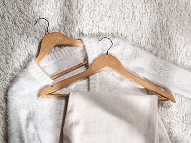 Wooden Hangers 20 Pack, Wood Coat Hangers 0.5″T (20 pack) Natural Wood Color