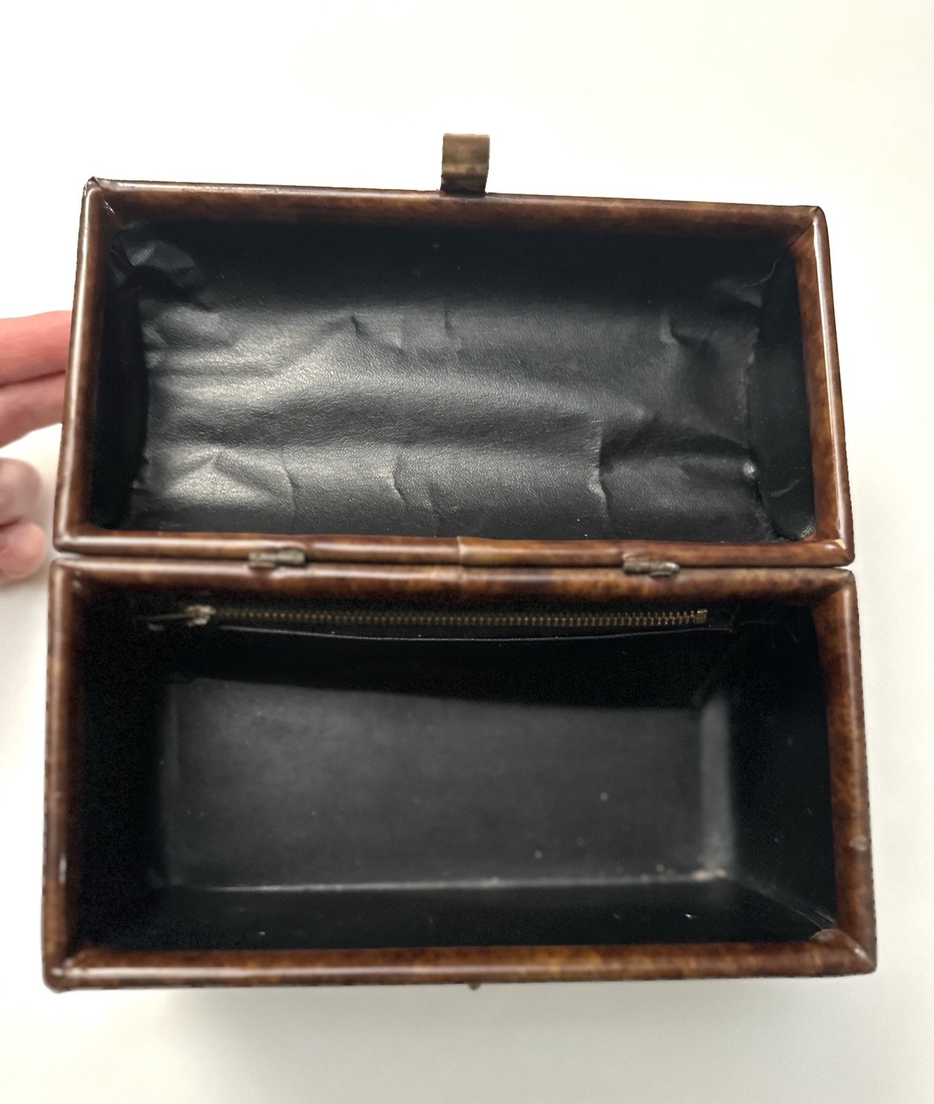 Vintage Mid Century Modern Brown Lunchbox Style Purse handbag