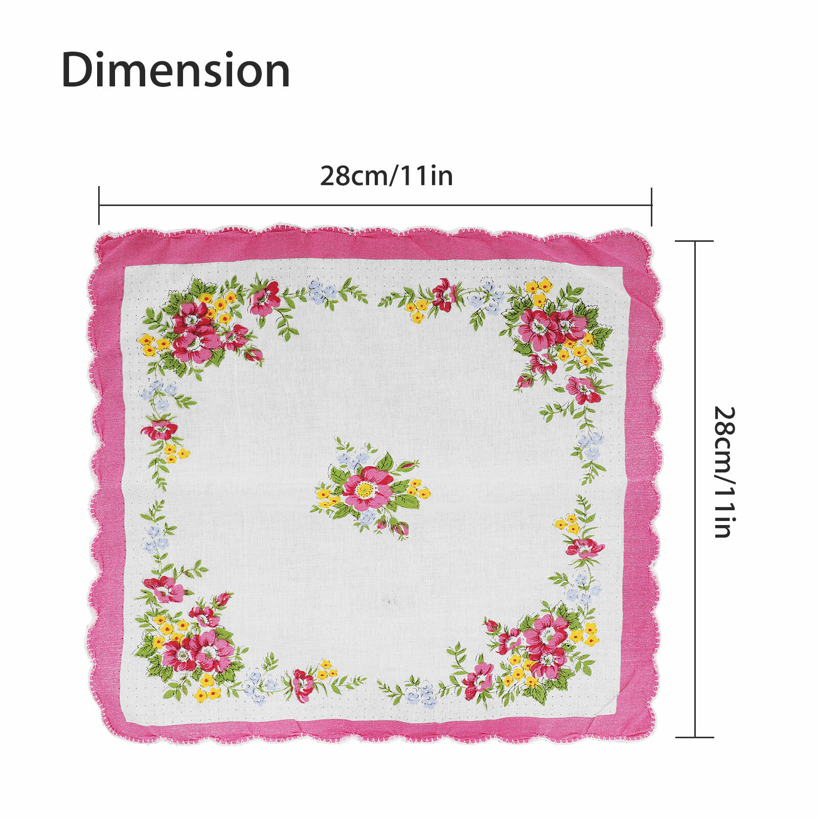 20PCS Women Vintage Floral Flowers Handkerchief 100% Cotton Square Hanky Ladies