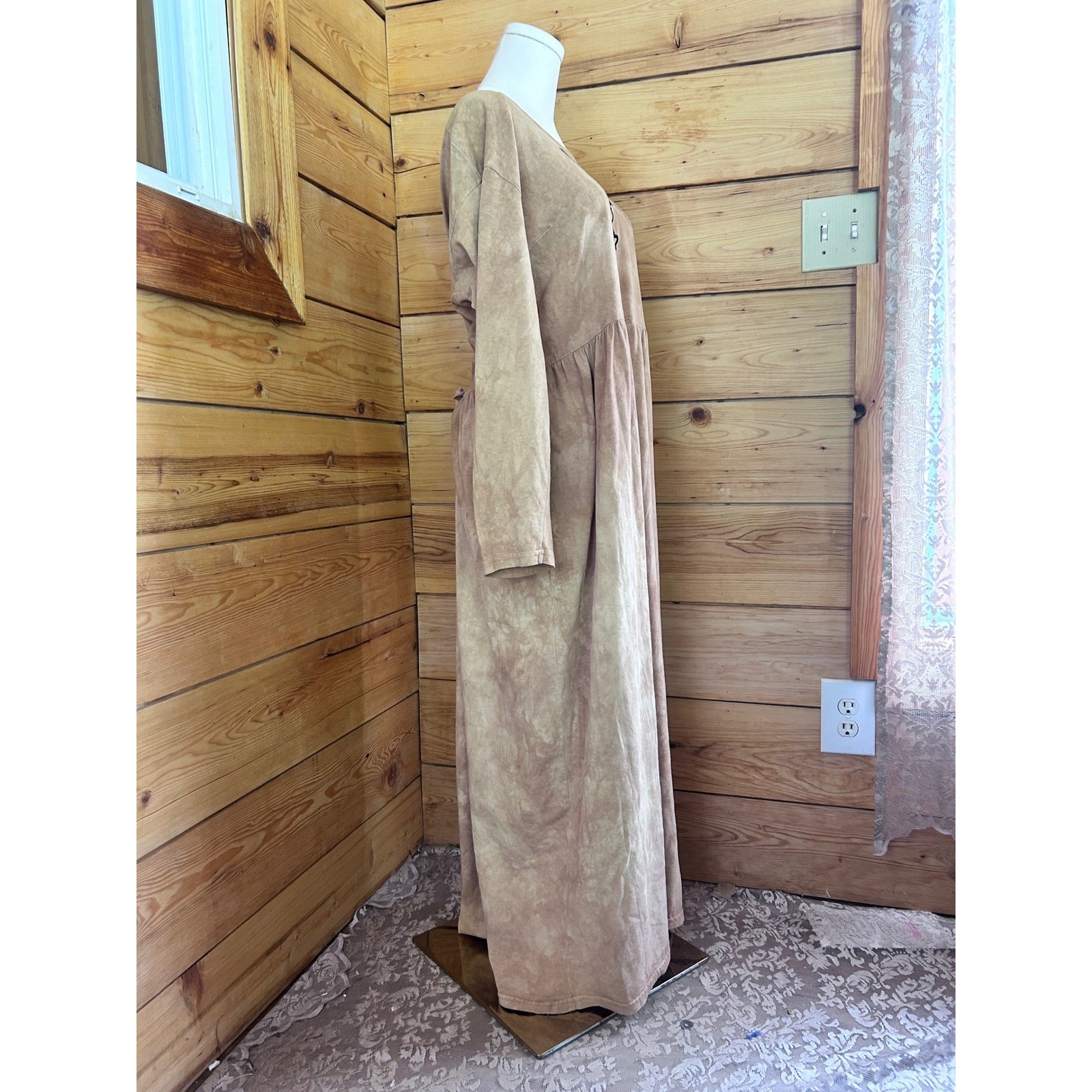 Vintage Cotton Maxi Dress Sz Large Brown Kokopelli Southwestern Dagoli Oversized
