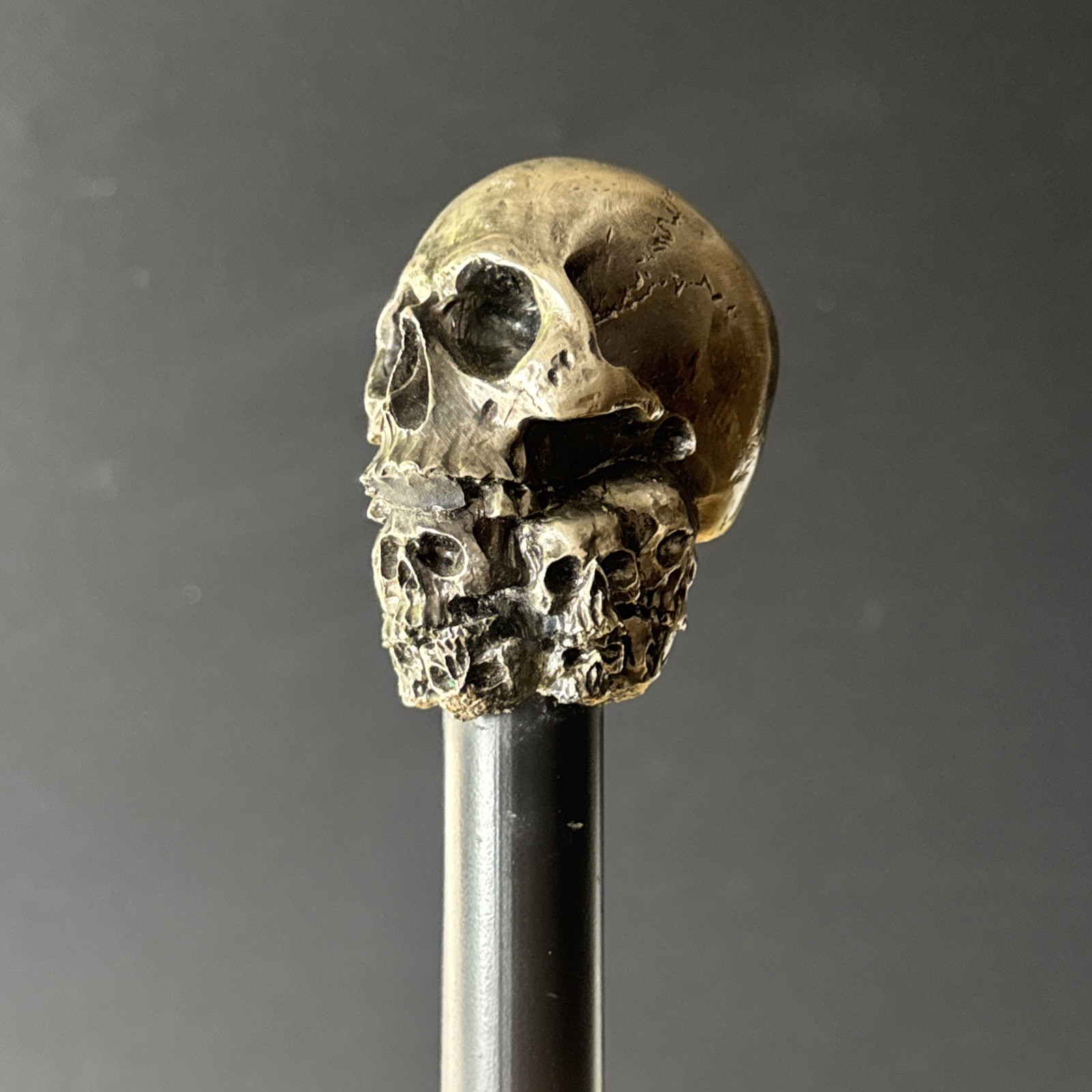 Gothic Skull Cane Metal Walking Stick Halloween Cosplay Staff 35in