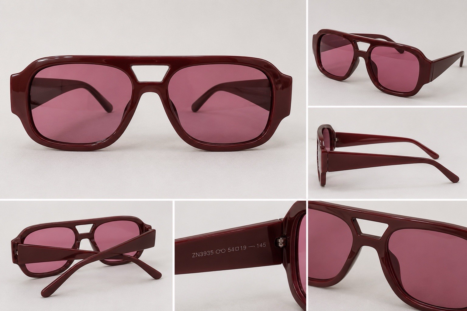 Square Sunglasses Burgundy Plastic Frame MPN ZN3935 145mm