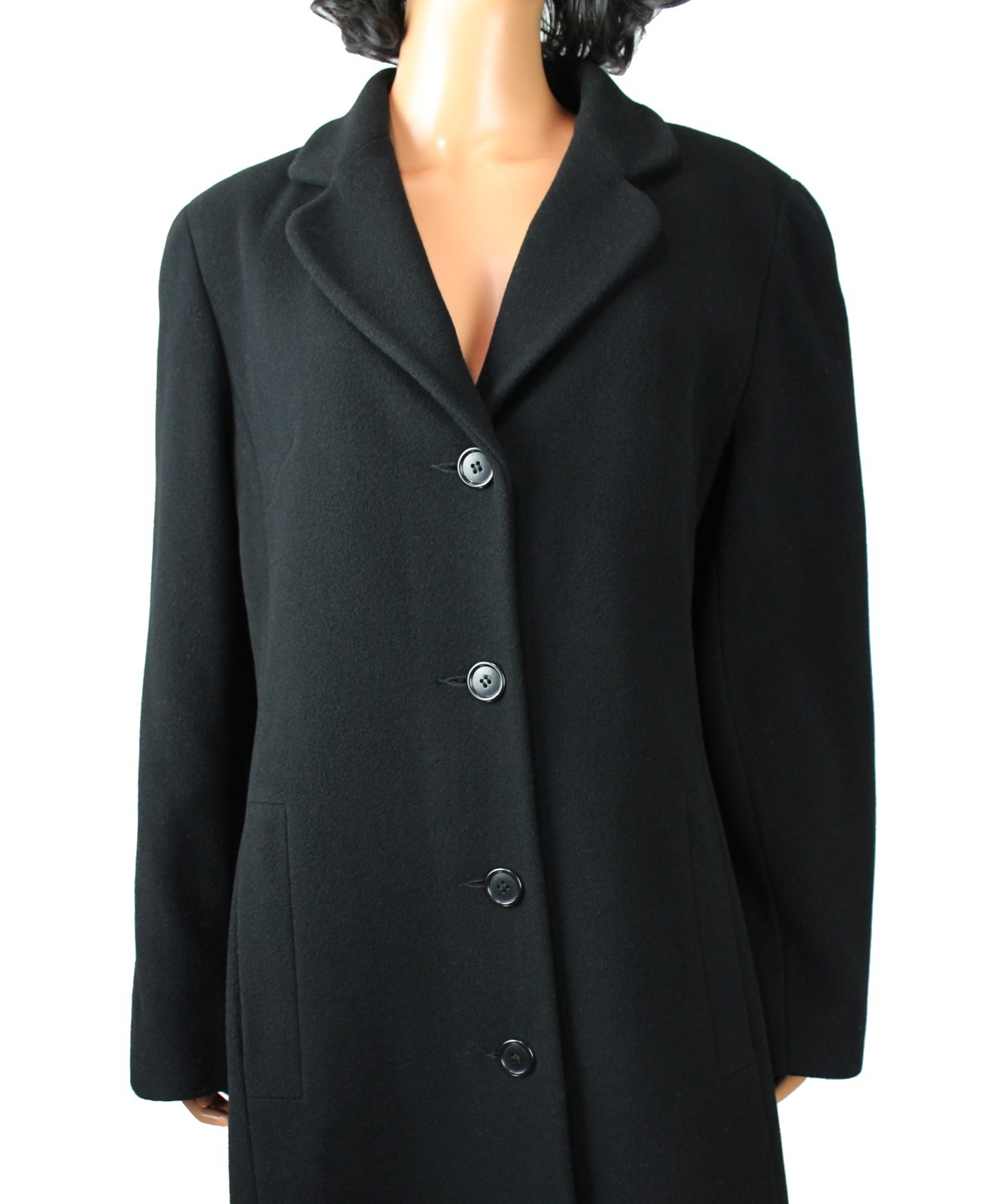 Womens Overcoat 12 L Vintage JNY Wool Cashmere Charcoal Gray Long Winter Jacket