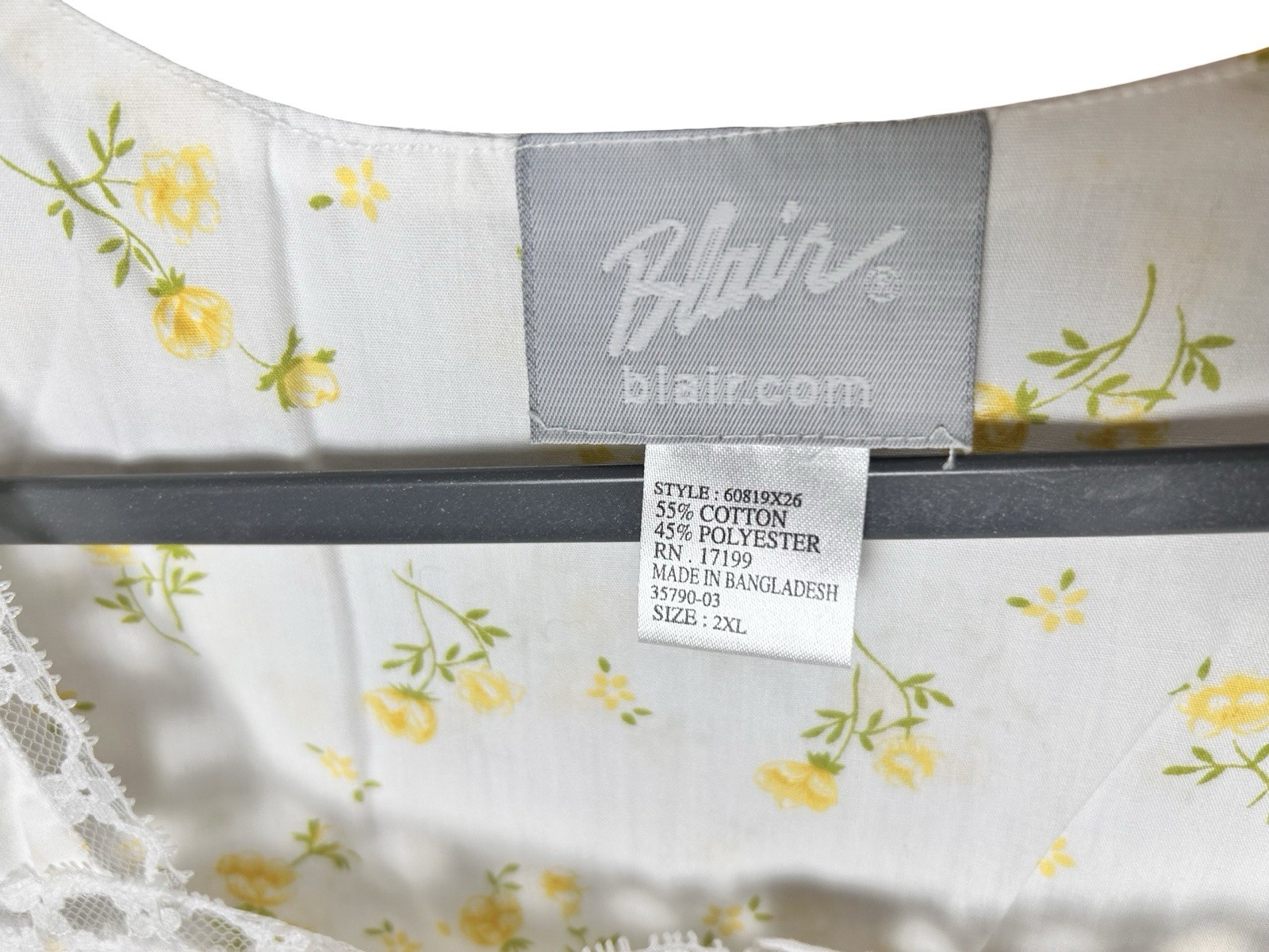 NEW Cottagecore Blair Floral Romantic Nightgown Sz 2XL Yellow Cotton Blend Retro