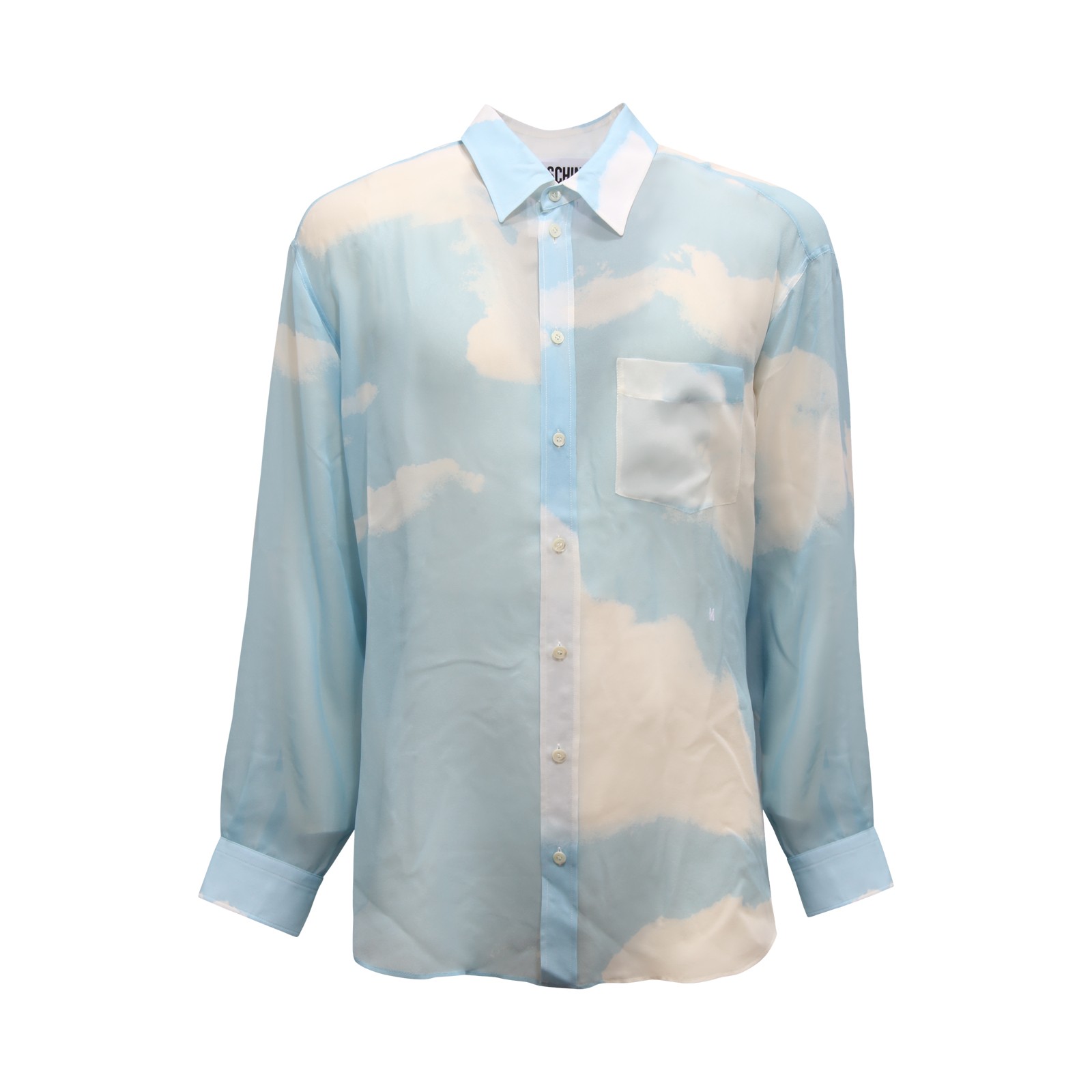 O2280 MENS SHIRT MOSCHINO COUTURE MAN SILK TRANSPARENT SHIRT
