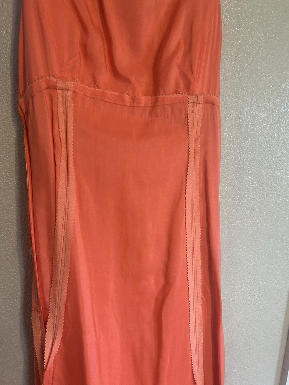 Vintage 1960s 1970s Handmade Hostess Dress Small Medium Coral Peach Party Dress
