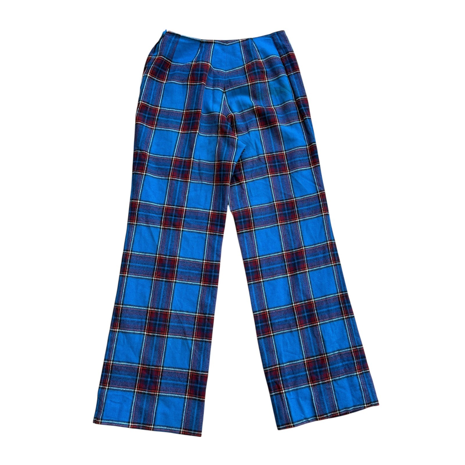 Vintage Pendleton Wool Plaid Pants Blue Red High Waisted Straight Leg Sz 16 USA