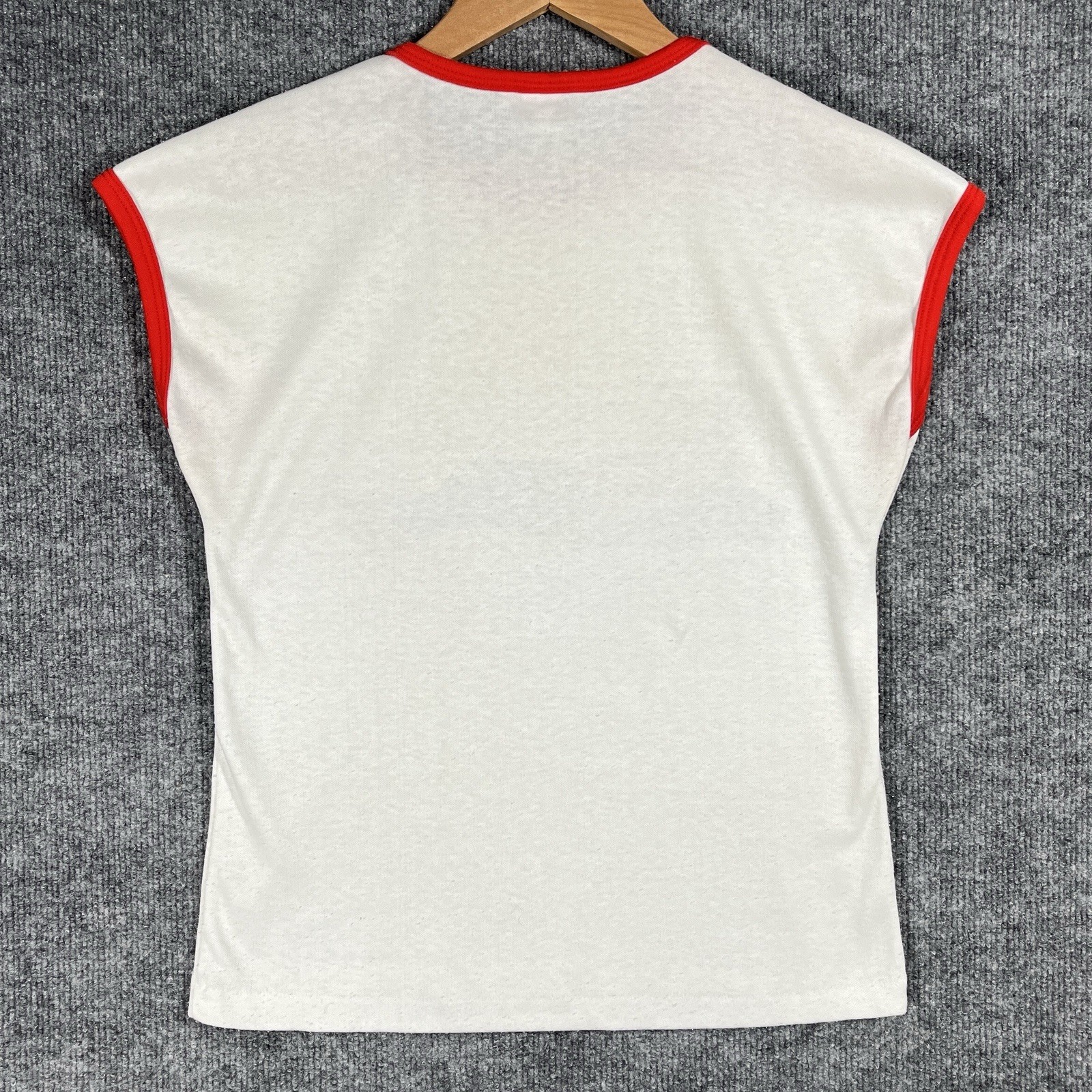 VINTAGE 70s Levis Cowboy Choice T Shirt Womens L Baby Tee Ringer Promo 501 Big E