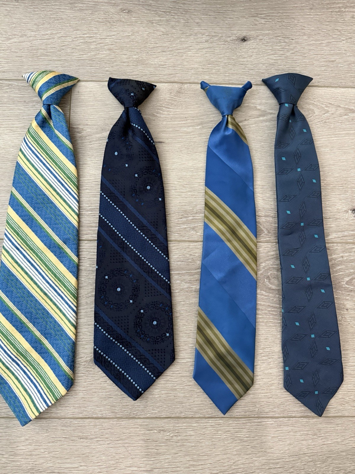 1960s-1960s Vintage Clip On Necktie Tie Lot of 4 Retro Striped Men’s Fashion