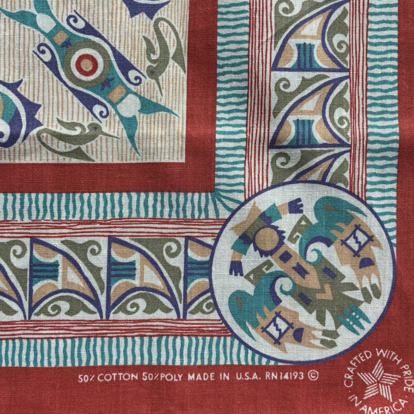 Native American style vintage cotton & polyester bandana made in USA
