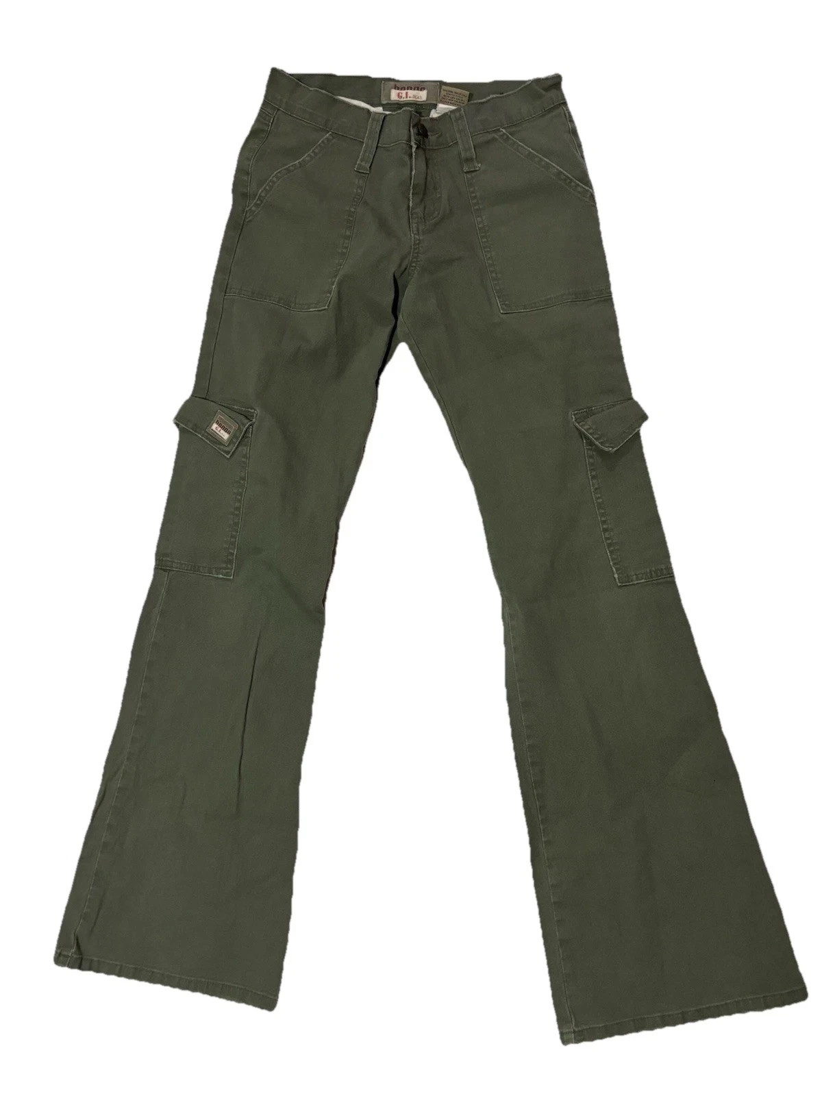 Bongo G.I Jean Y2K VTG 90’s Flare Leg Canvas Cargo Pants Drab Green Size 3