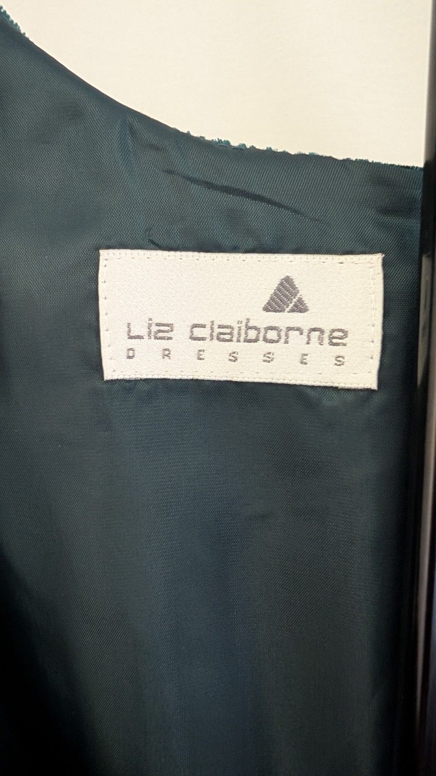 Vintage Deadstock Liz Claiborne Velvet Dark Teal Body Con Dress Size 12