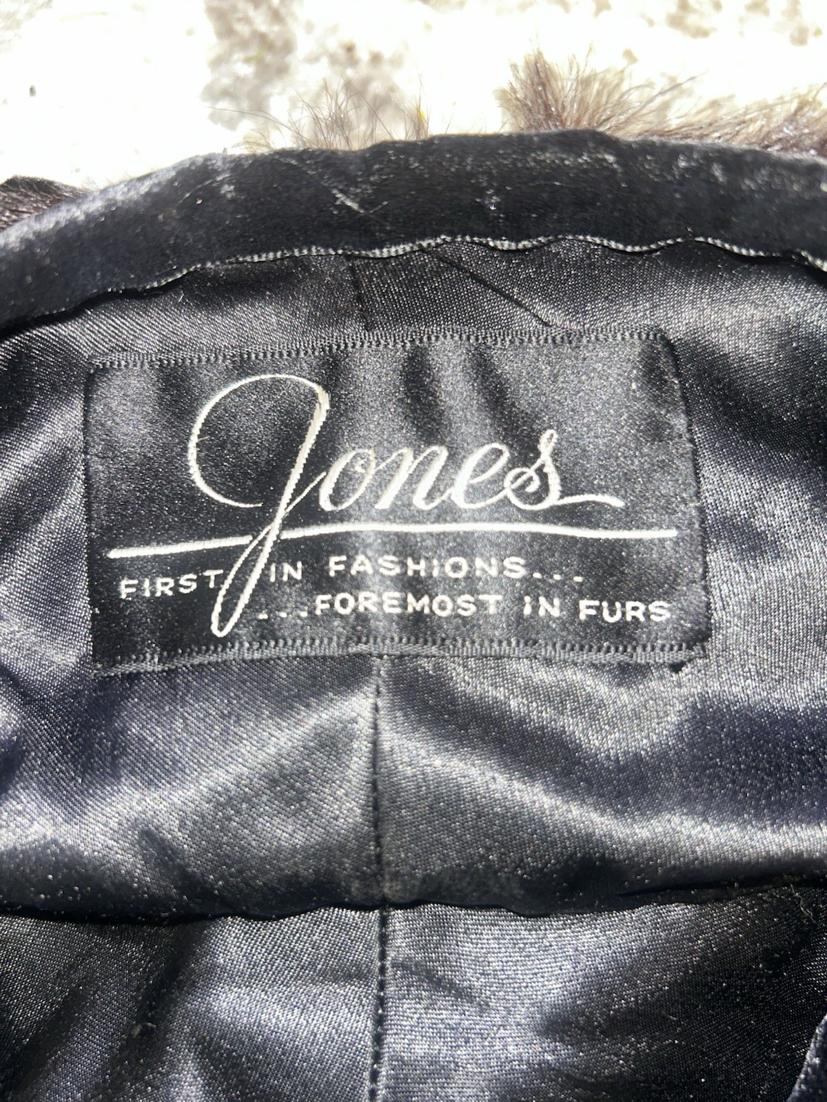 Vintage 1950s Black Mink Fur Stole Capelet Wrap Jones Furs AS IS HOLE READ