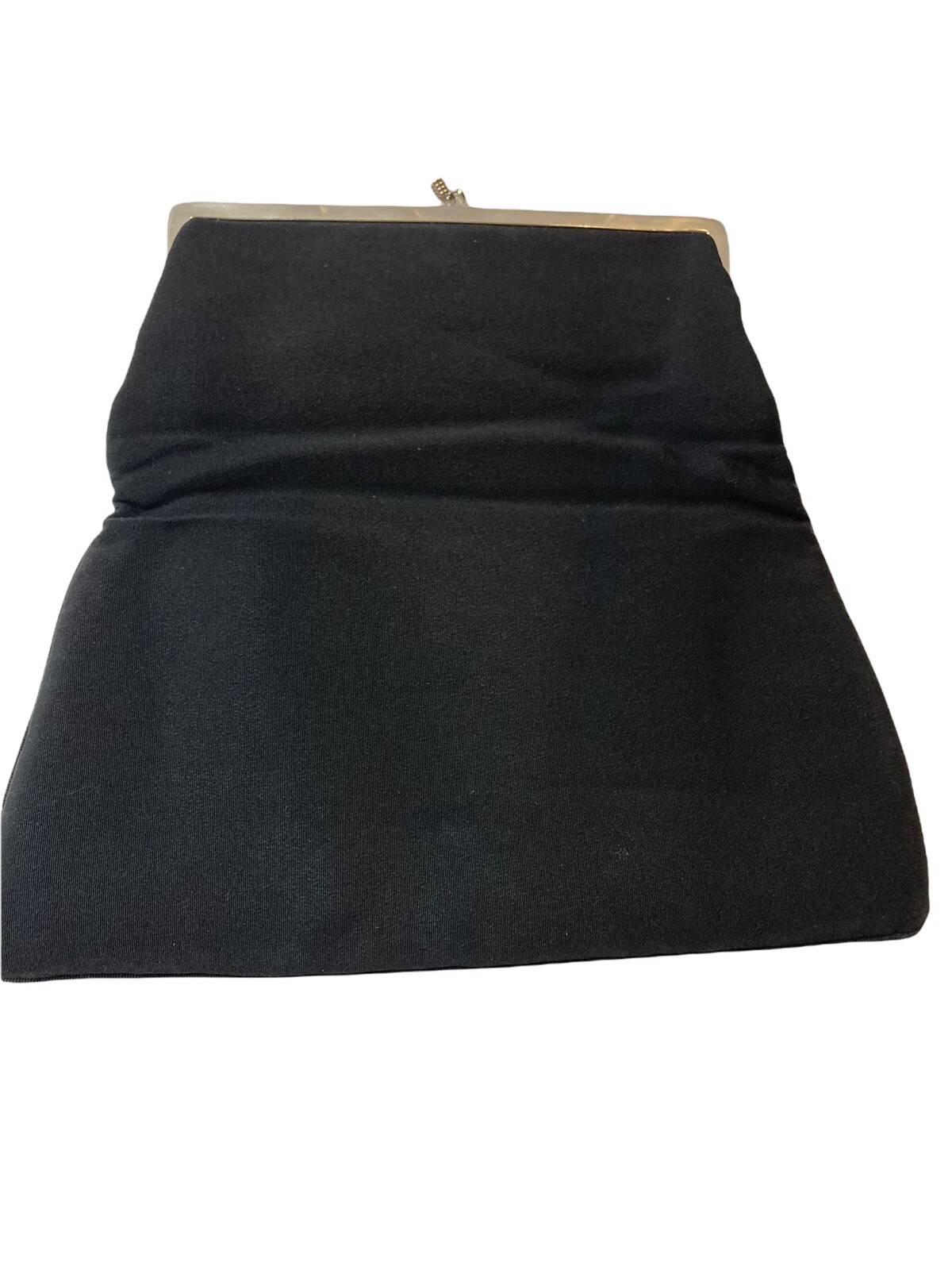 Vintage Garay Black Fold Over Clutch Handbag Formal Evening Bag Goldtone