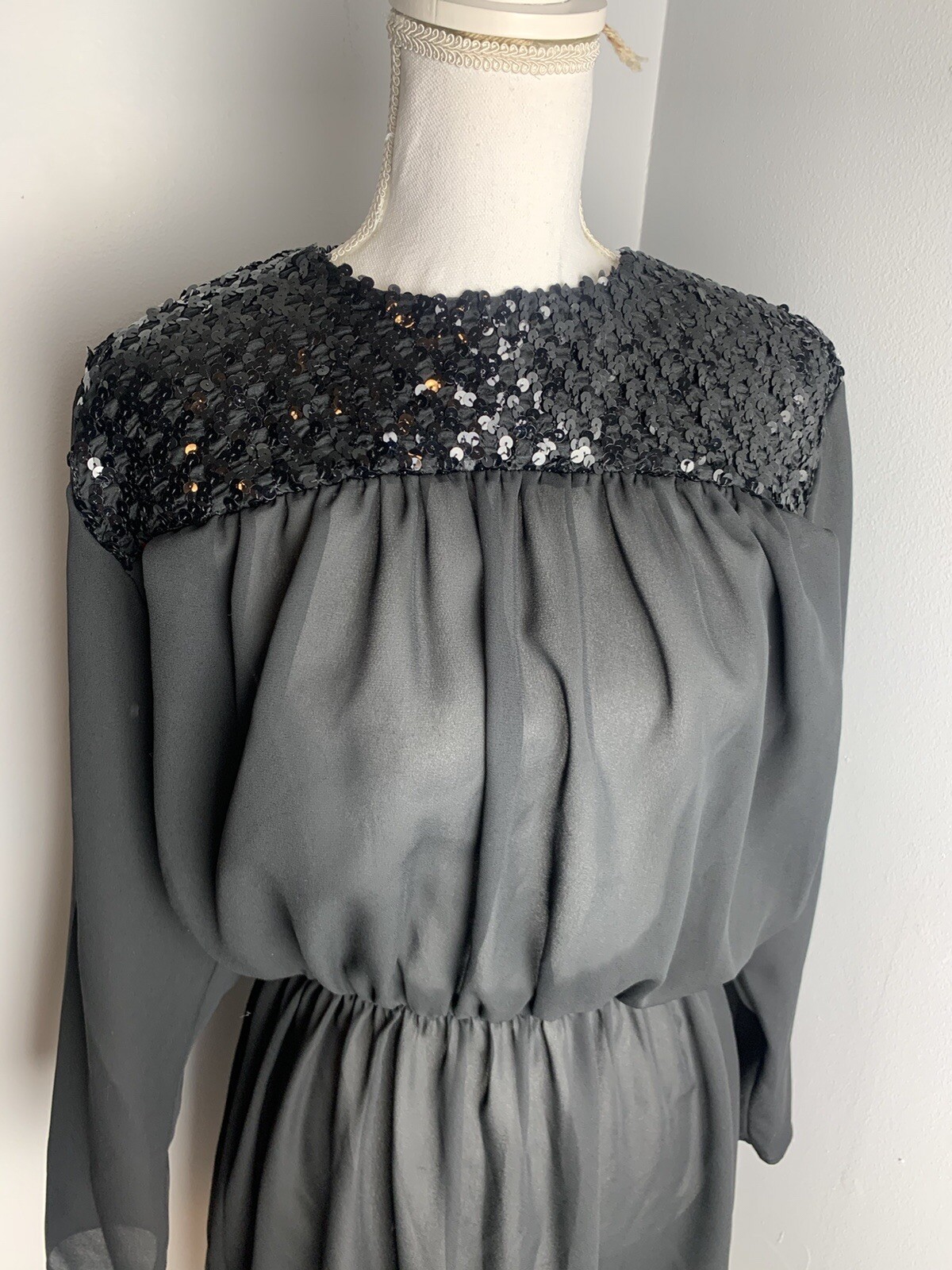 Vintage 80’s Toni Petite Dress Sequin Sheer Fairy Whimsigoth Grunge Fairy Med/L