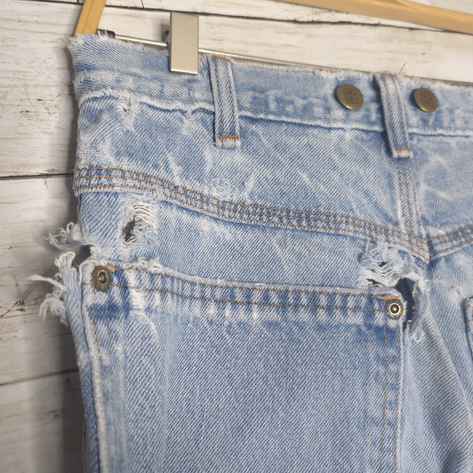 Vintage Big Bill Double Knee Jeans 28 x 32 Heavily Distressed Faded Workwear 80s