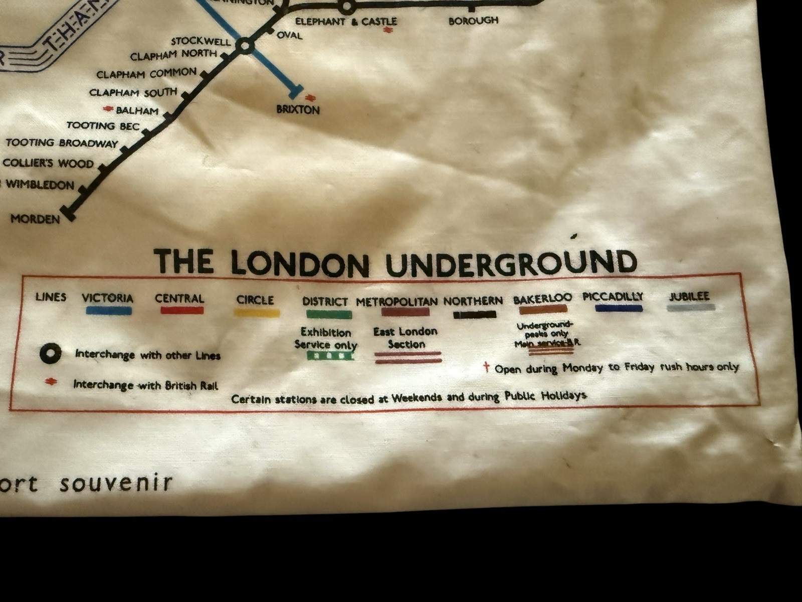 Vintage 70’s London Underground Map Tubes Rail Tote Bag 14×19 PVC Coated Cotton