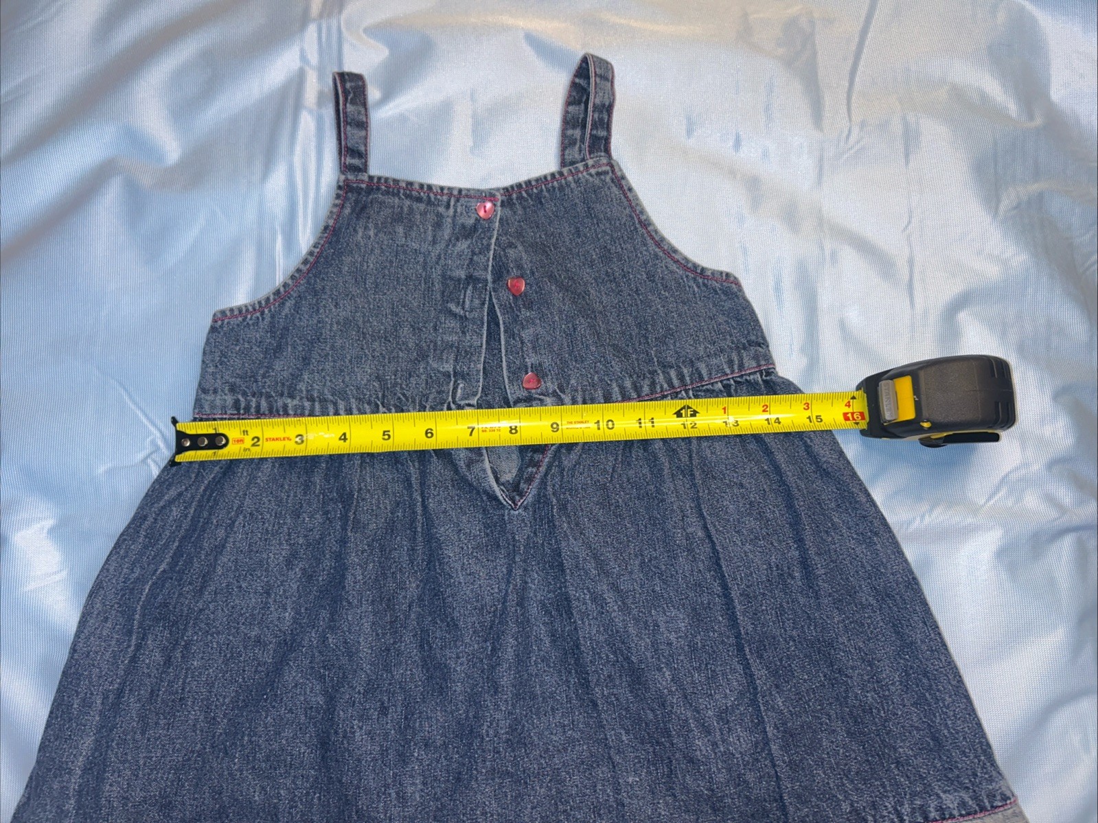 Vintage Toffee Apple Denim Dress Embroidered Heart Butterfly Girls Size 4/5