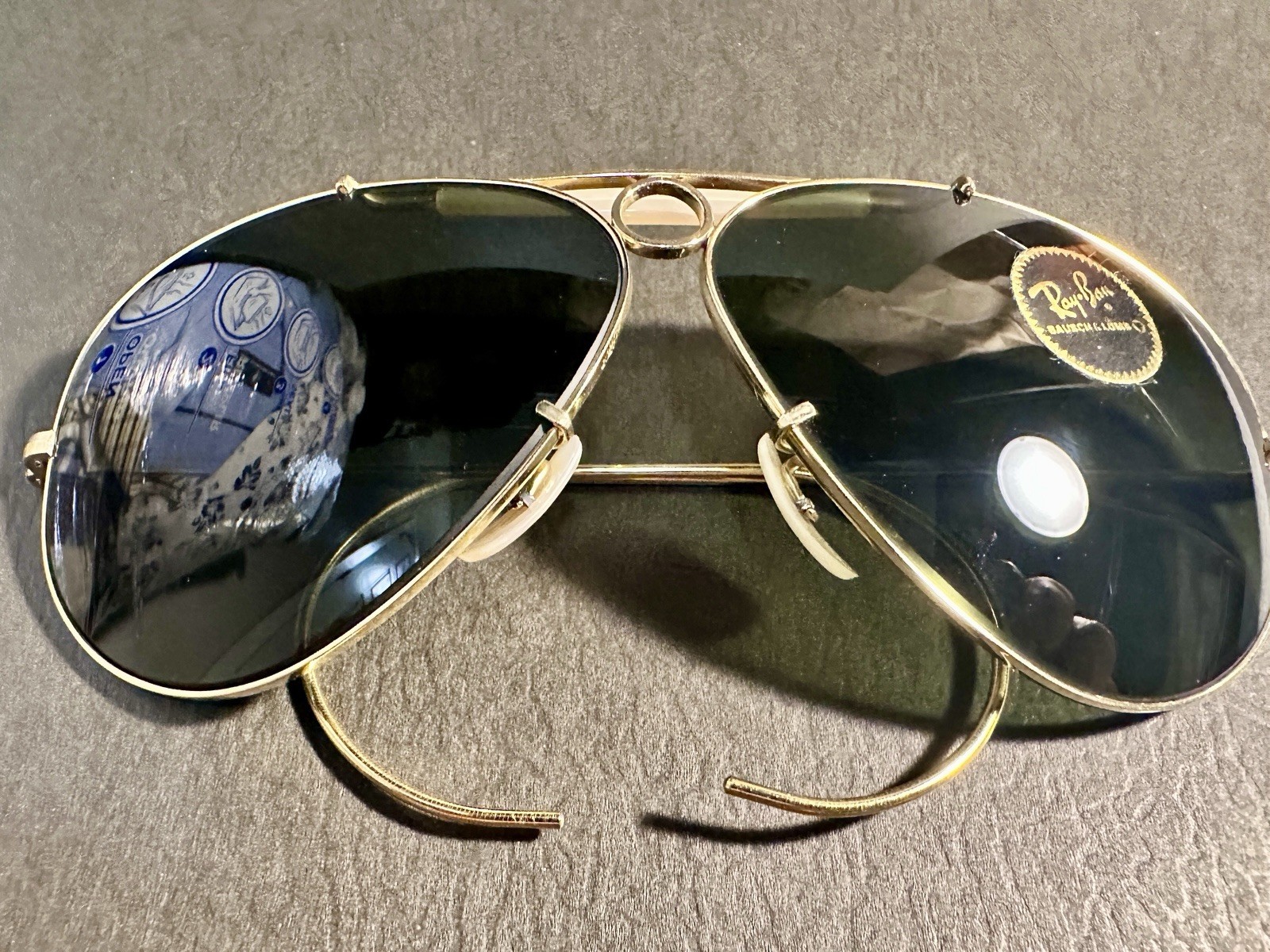 Vintage B&L Ray-Ban Shooter Aviator USA 12K GOLD FILLED G-15 RARE Lens Sticker