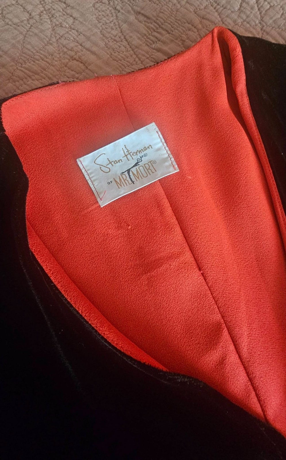 Stan Herman Mr Mort Vintage Cape Jacket Mid Century Velvet Designer Clothing 6 8