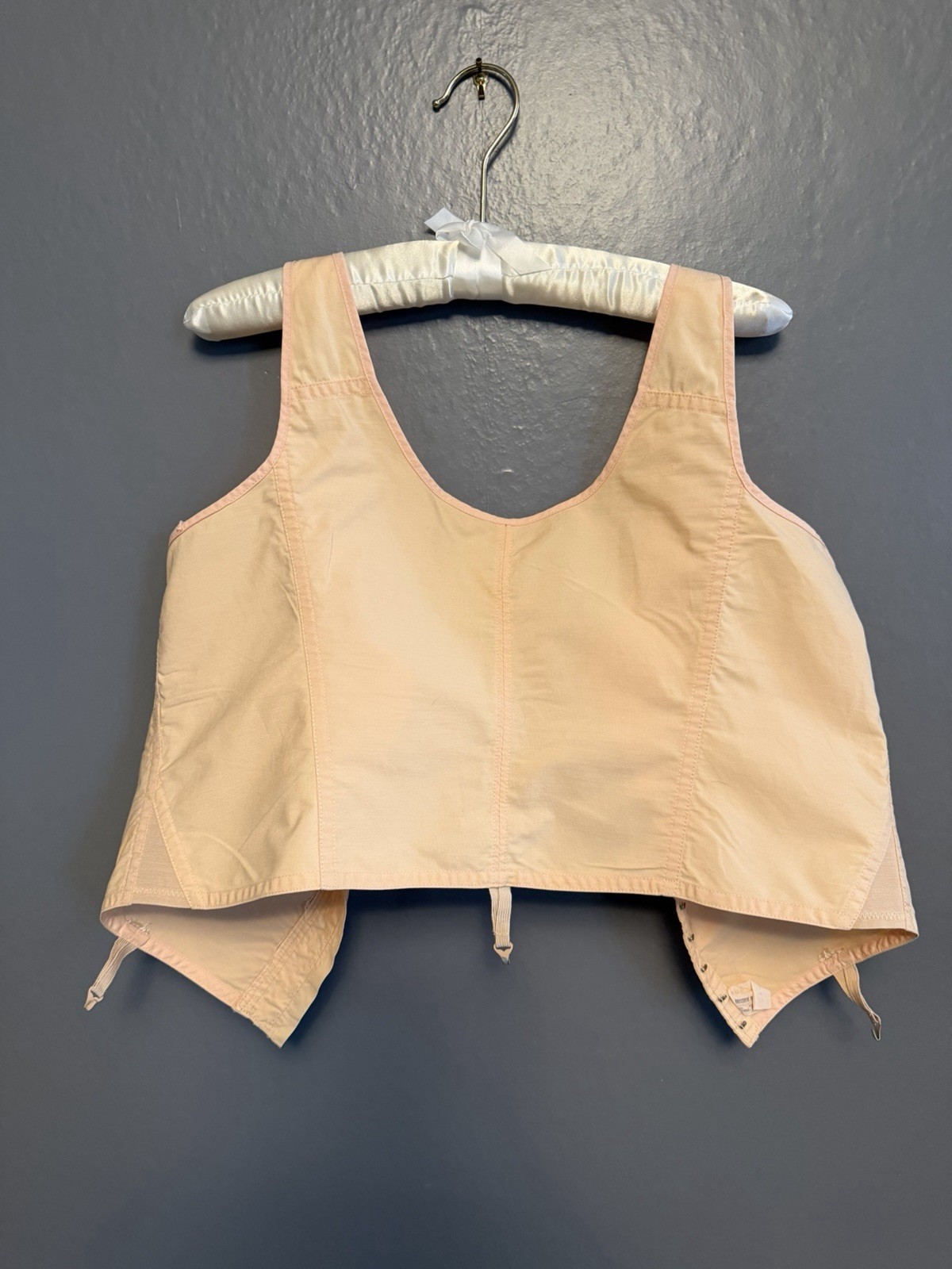 RARE NOS vintage 1920s Peach Pink Cotton Longline Bra Mme Poix Size 40 L Xl