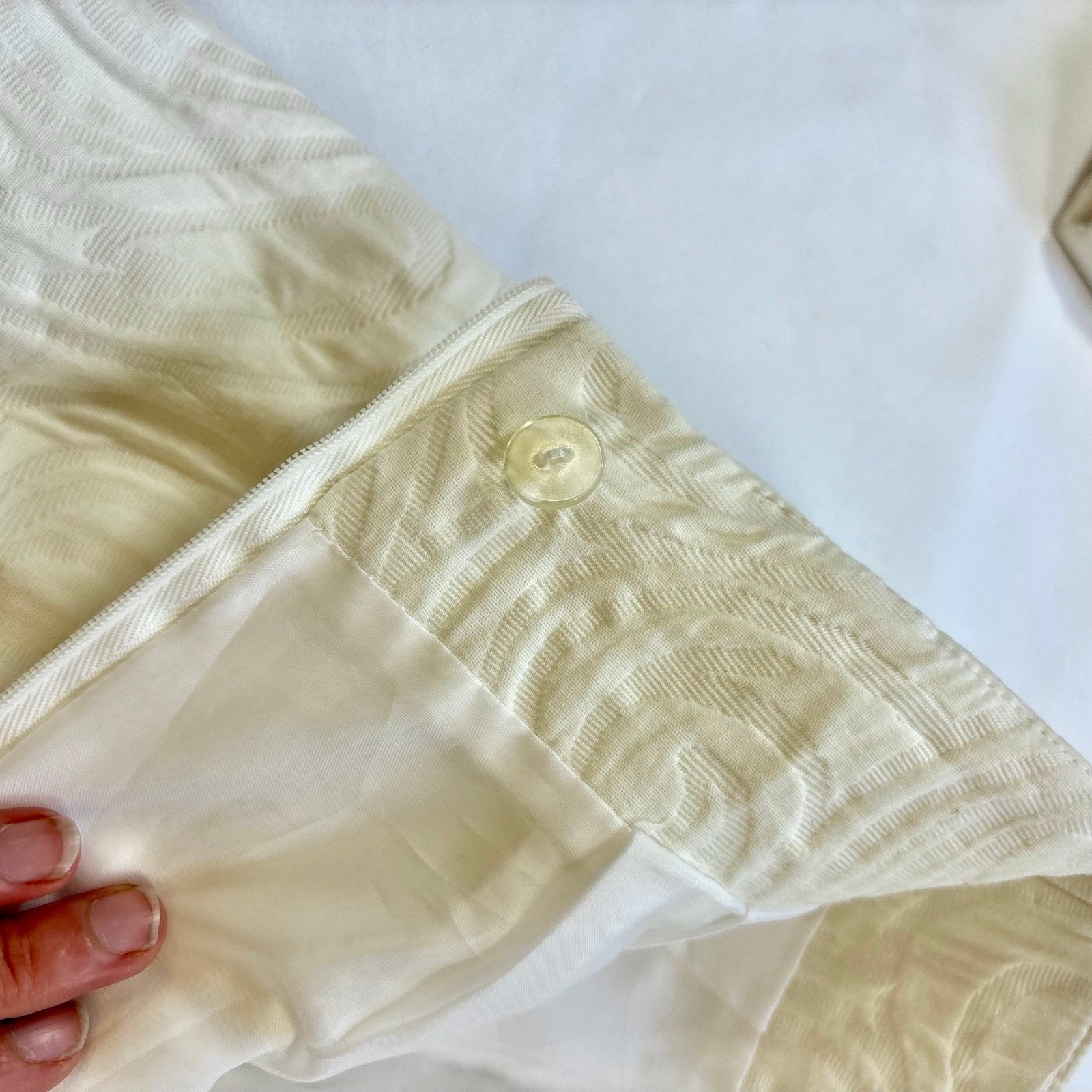1980s Christian Dior Skirt Suit Textured Cotton Off White Blazer Pencil Skirt