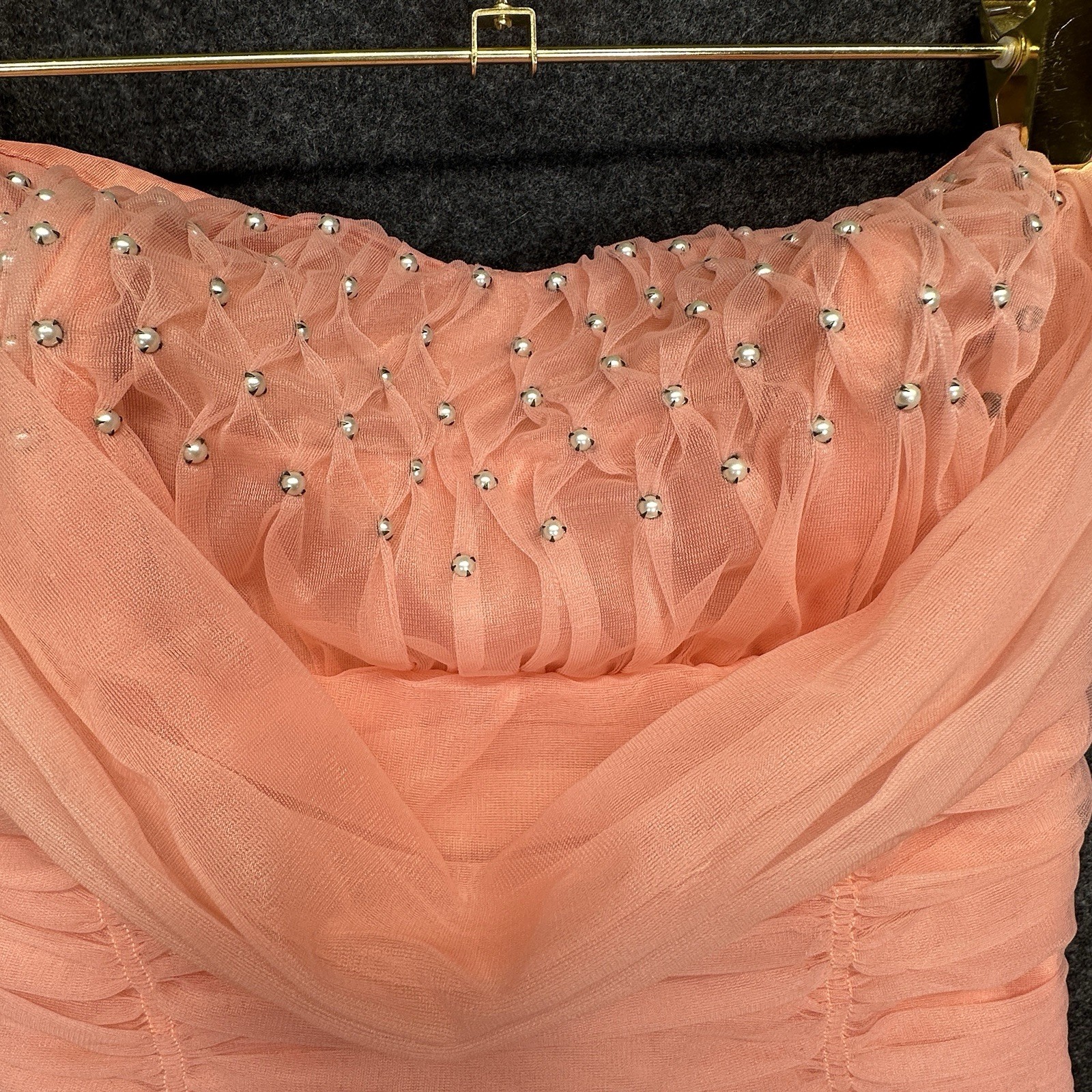 VTG 50s Coral Tulle VLV/ Coquette/whimsy/fairy Dress S Waist 25 In