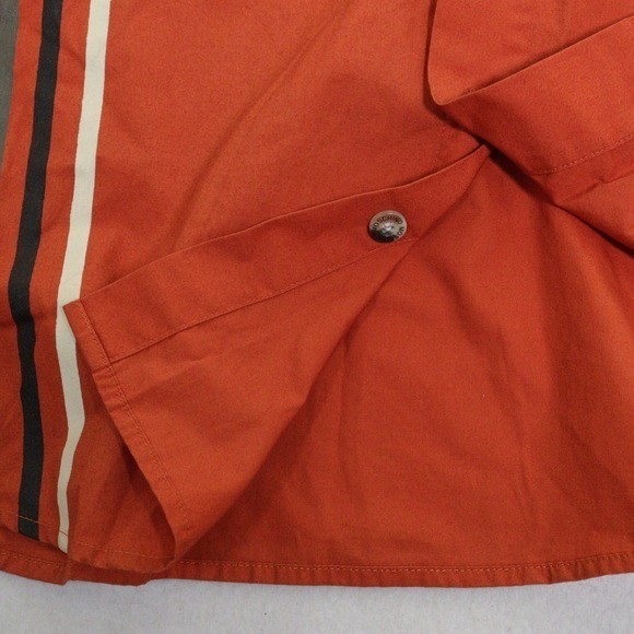 VTG Moschino Jeans Button Up Adventure Wear Racing Stripe Orange Cotton Men M