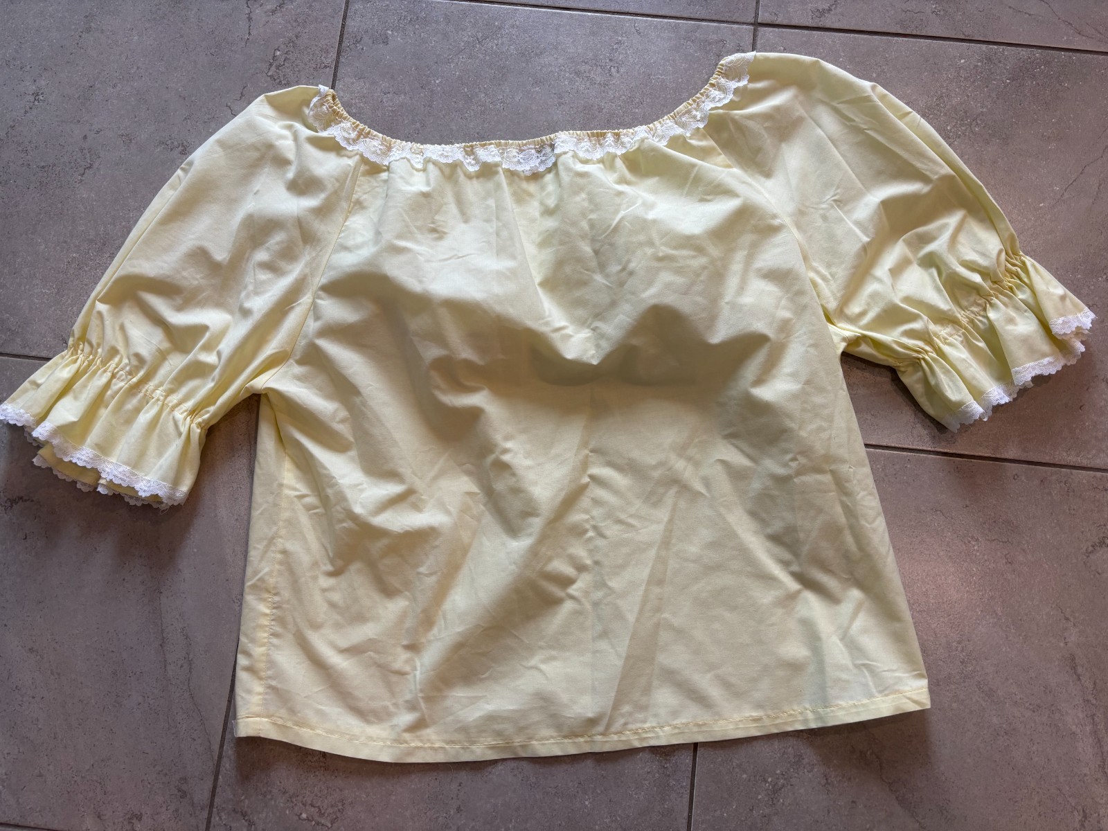 Vintage Pitchfork Brand Square Dance Yellow Off The Shoulder Top Blouse Shirt XL