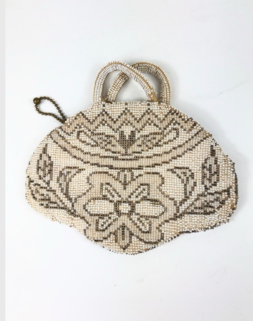 1930s Vtg Czechoslovakia Beaded Purse Butterfly Evening Bag Clutch Czech Handles