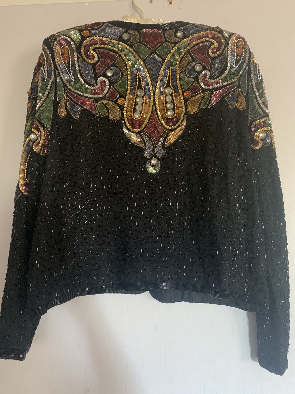 Embellished Silk Jacket of Jewels and Beading By Creative Creations size L