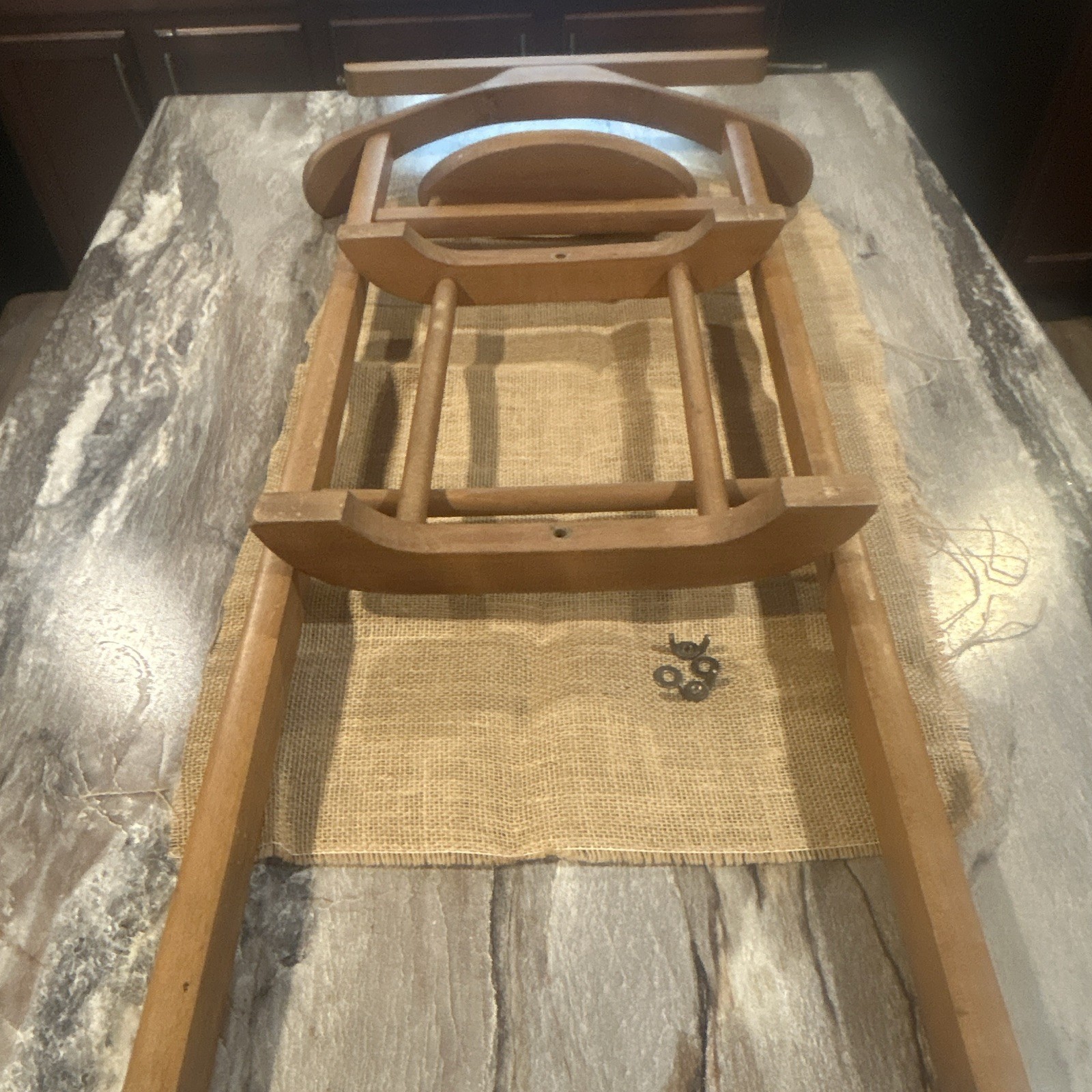 SPQR Made in Italy Wooden Valet Clothes Stand w/ Hanger Top & Tray Brown