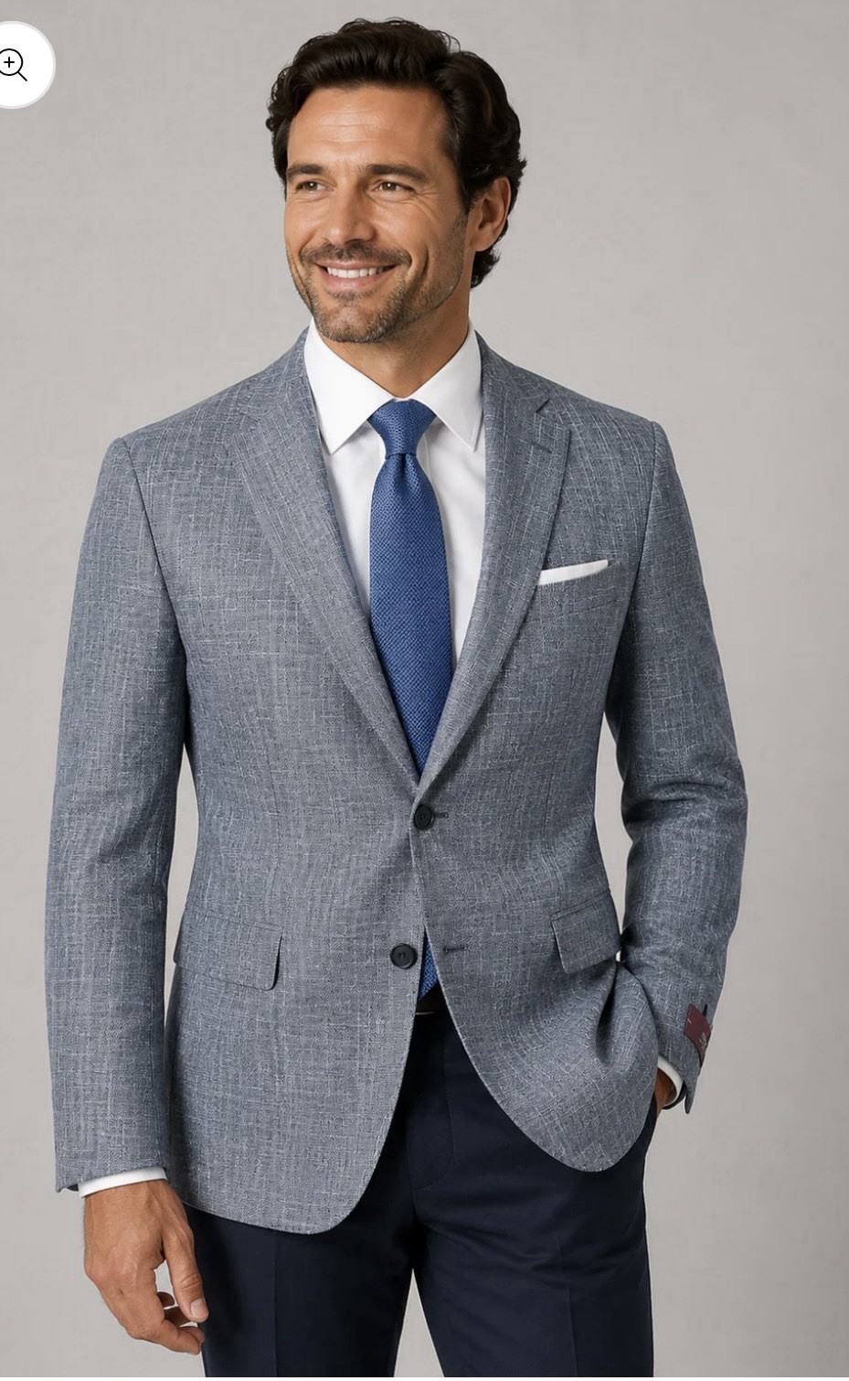 Bertolini Sport Coat 40R Window Check Light Blue 2Butten Notch Lapel Classic Fit