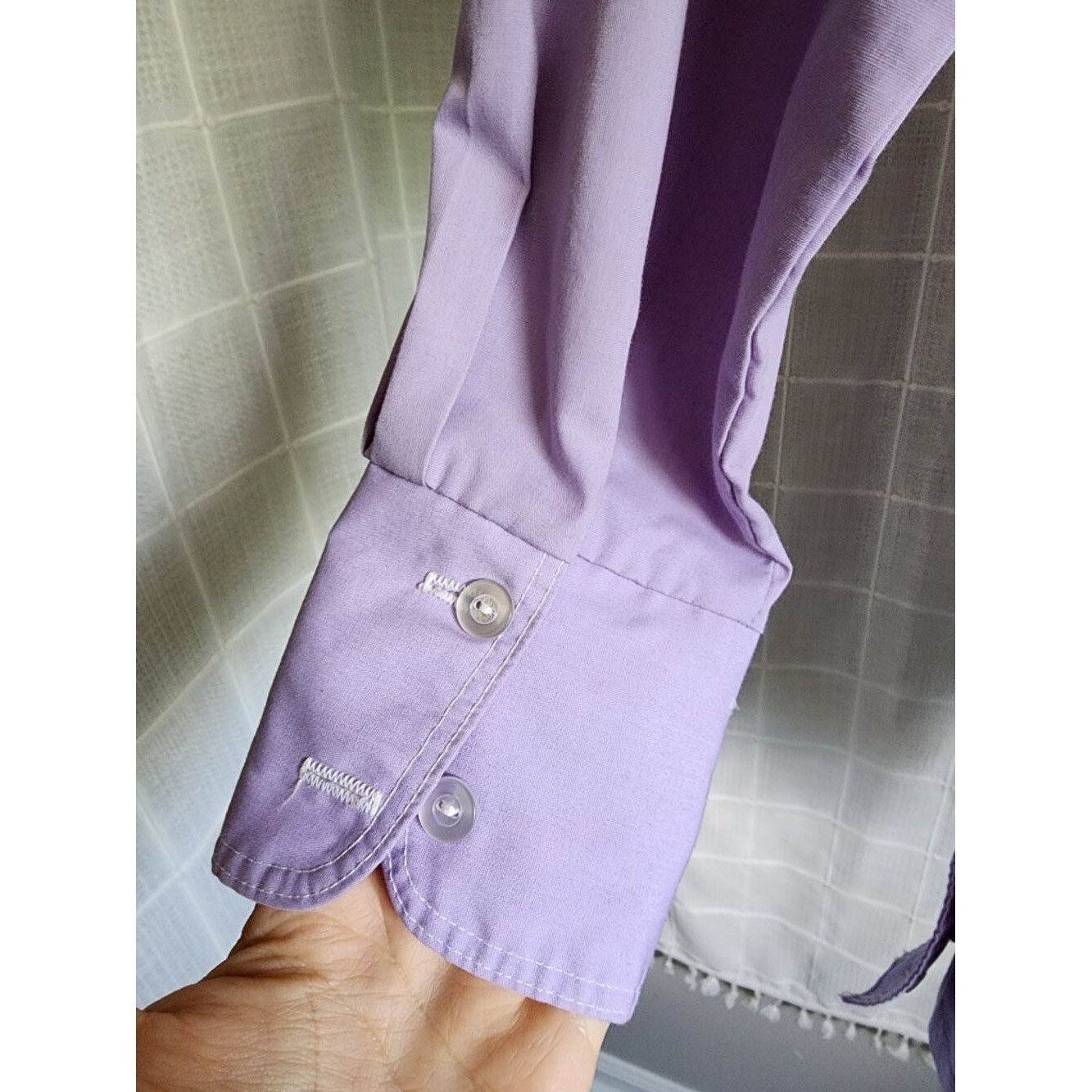 Vintage Lavender Shirt Dress with Belt | 70s Mod Button Front Mini Dress | Long