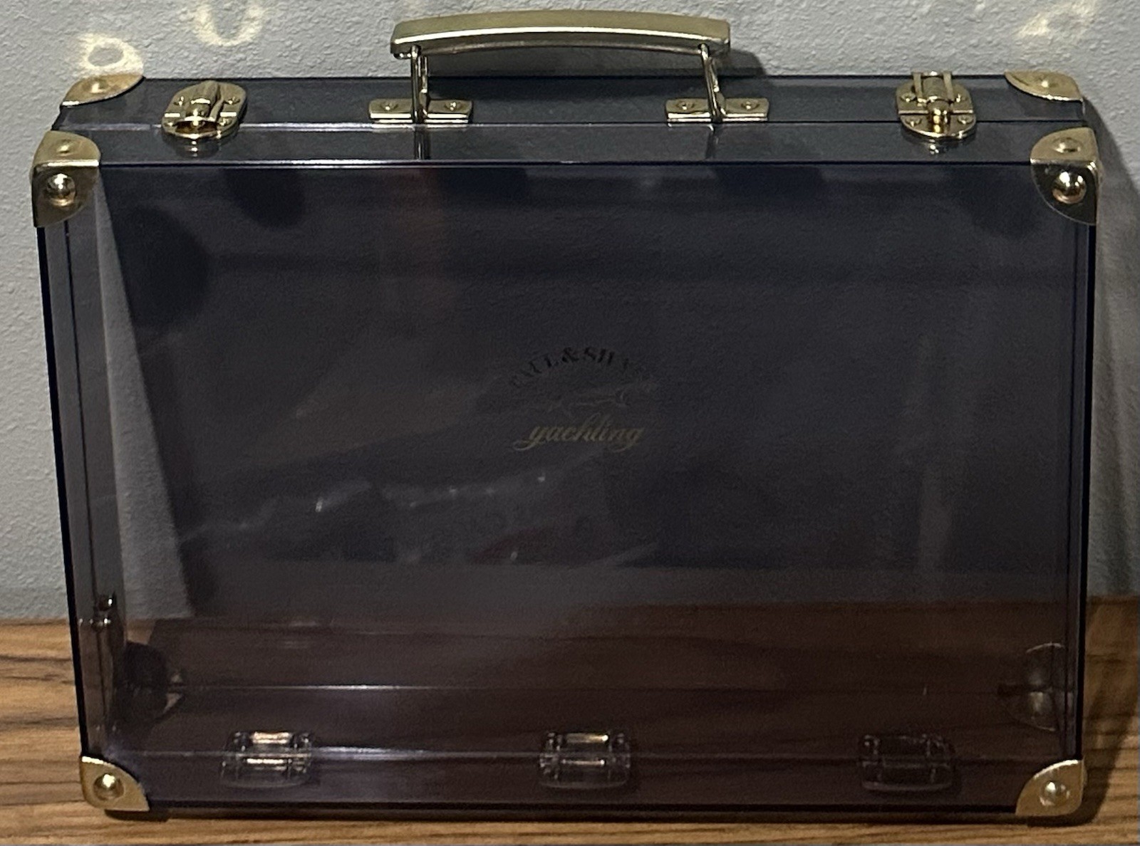 Vintage Paul & Shark Yachting Clear Smoke Gray Black Plastic Box Briefcase