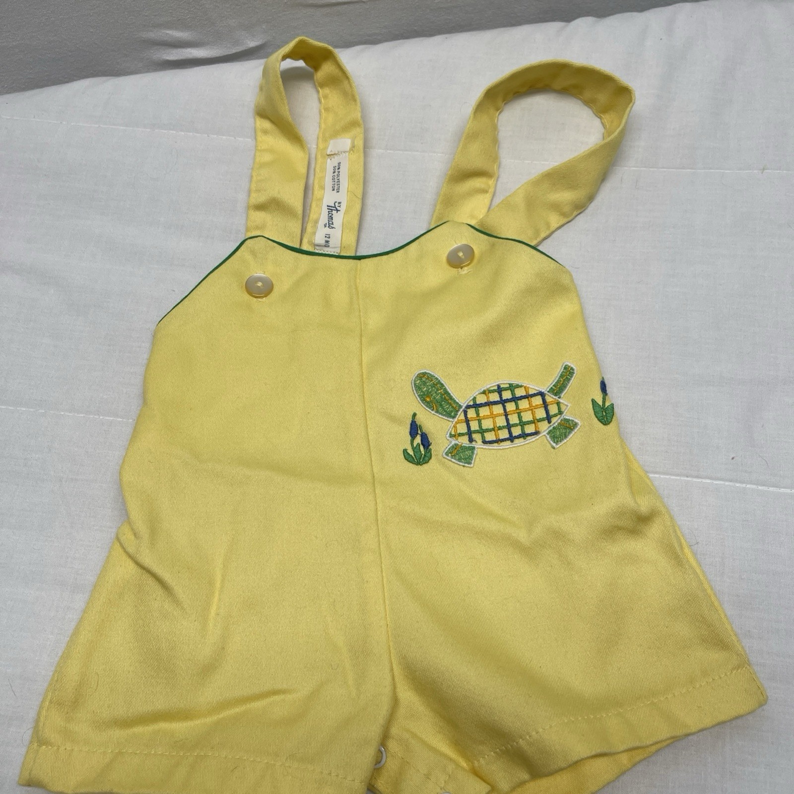 Thomas Yellow Polyester Cotton Turtle Romper Vintage Sz 12 Mths One Piece Unisex