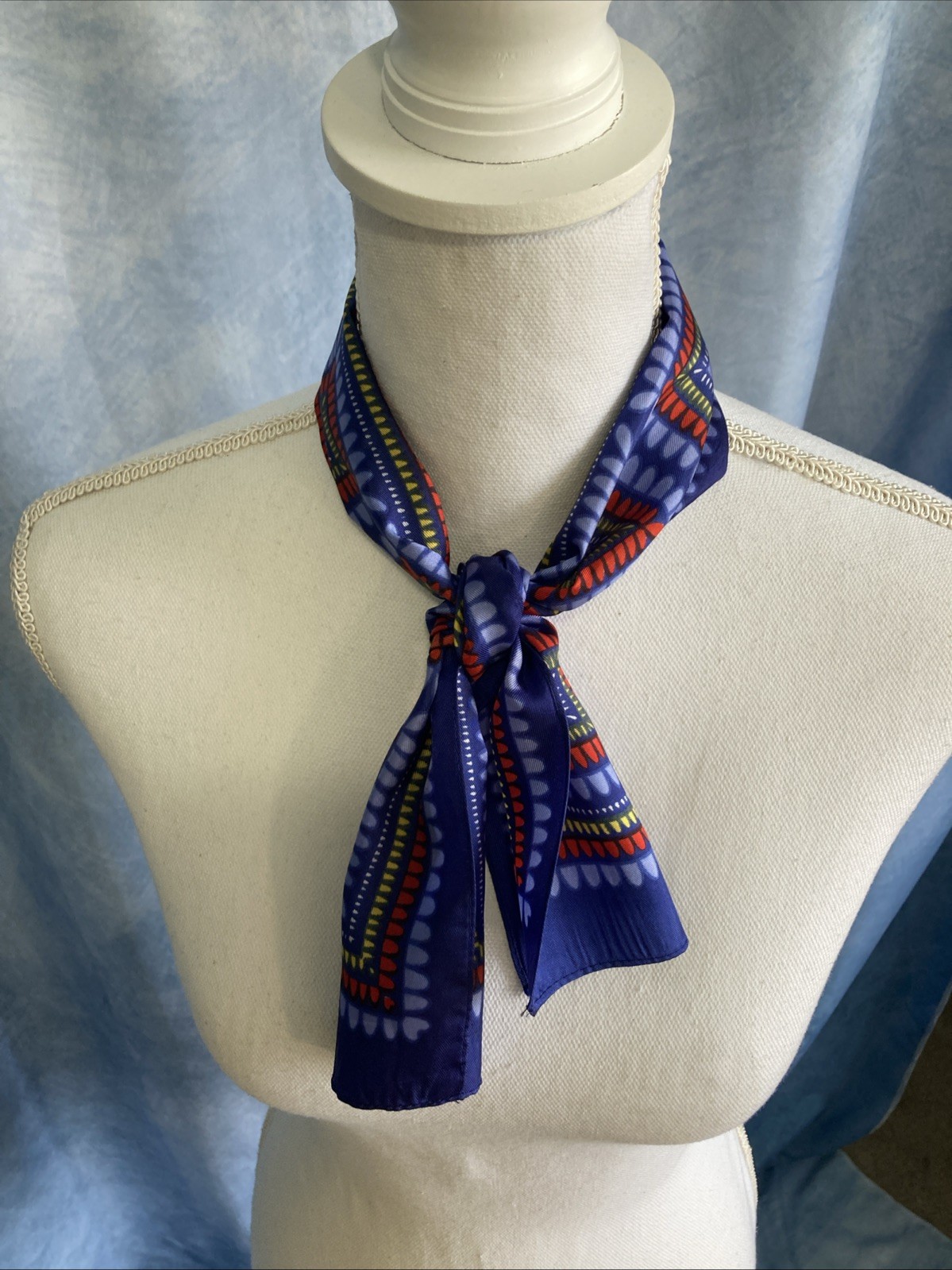 Vtg 1960s Geometric Mini Scarf Mod Acetate Rectangle 6×34” Made in Japan EUC MCM