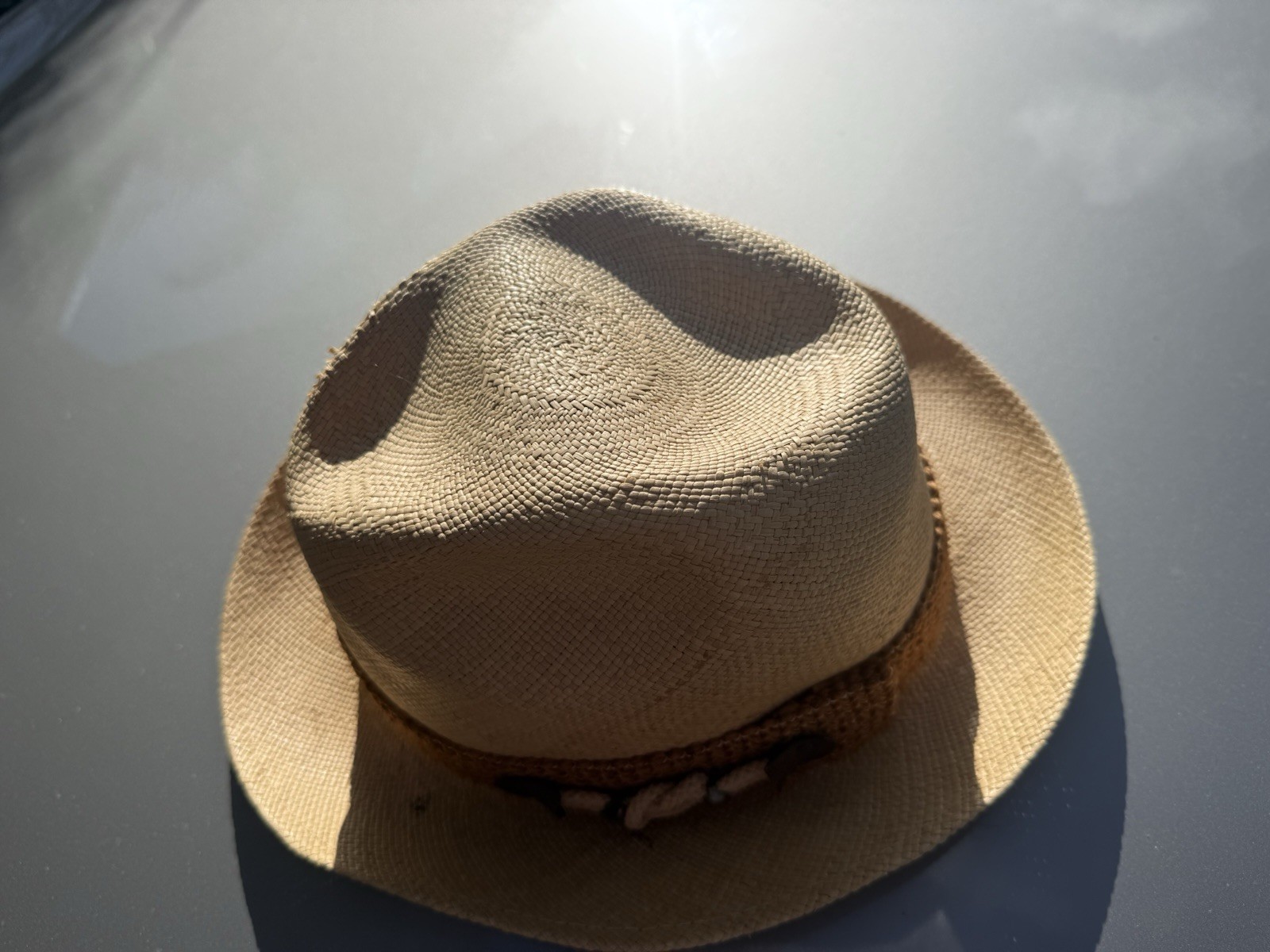 VINTAGE GENUINE PANAMA HAT EQUADOR CLASSIC FEDORA NATURAL COLOR 7 3/8