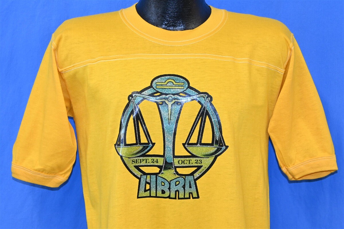 vtg 70s LIBRA GLITTER IRON ON ROACH ZODIAC HOROSCOPE 1978 JERSEY t-shirt M
