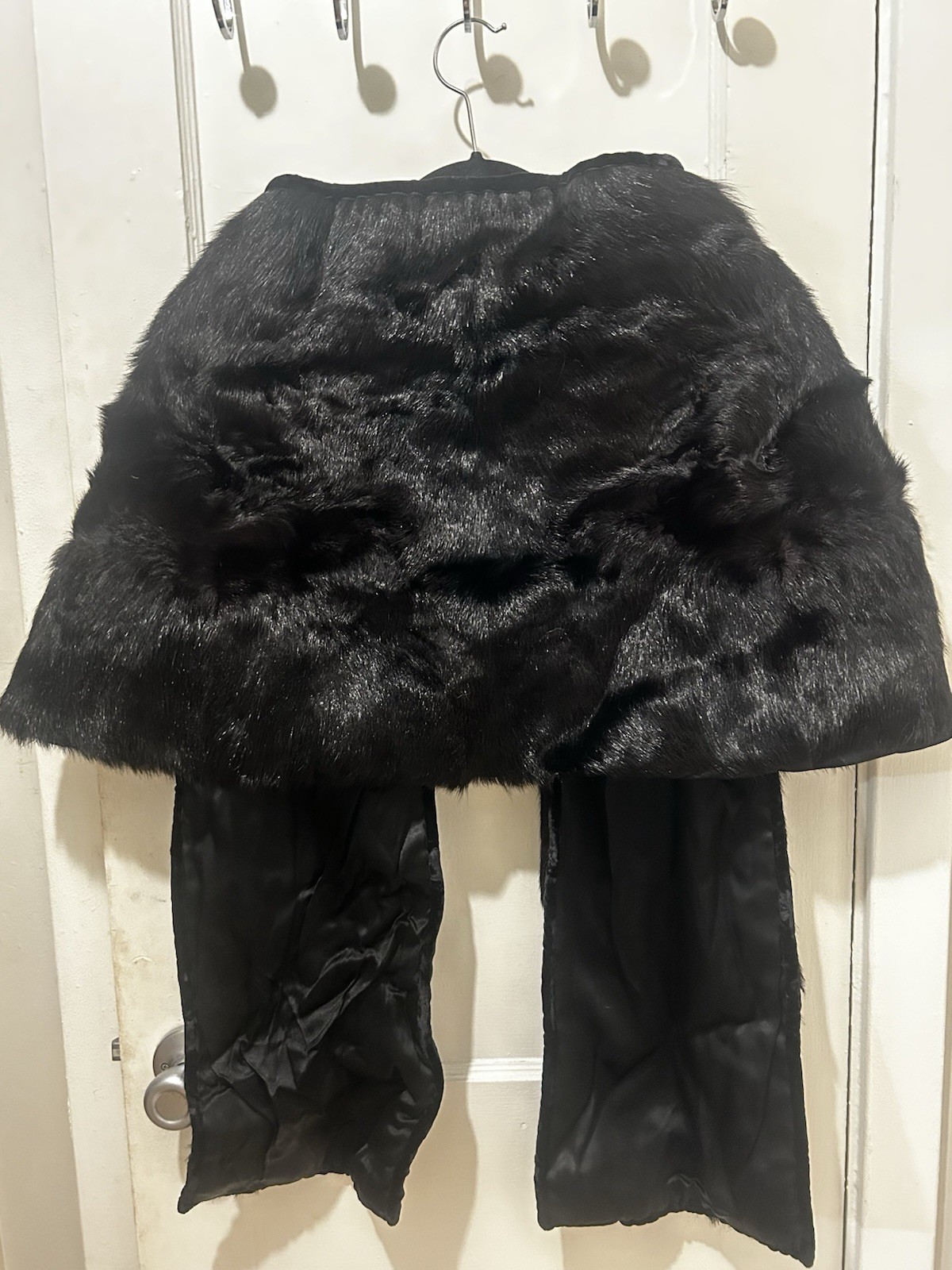Vintage 1950s Black Mink Fur Stole Capelet Wrap Jones Furs AS IS HOLE READ