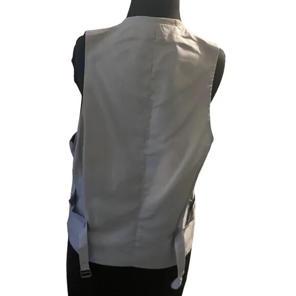 NWOT Vintage Light gray Hand Painted Vest Butterfly Daisies M/L