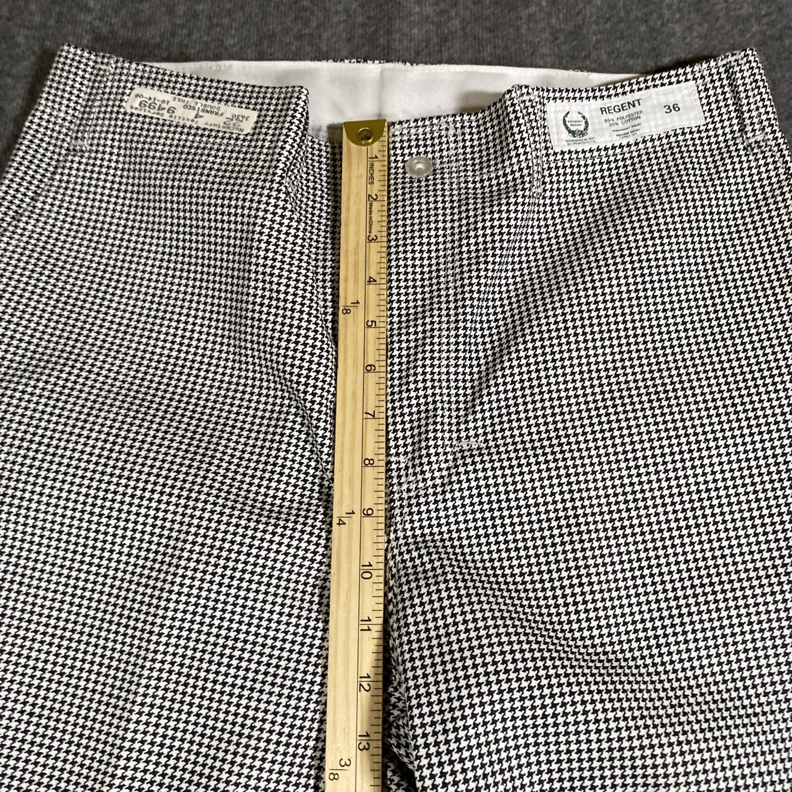 VTG Houndstooth Permanent Press Regent Brand Mens 36×30(34″x30) Retro Rockabilly