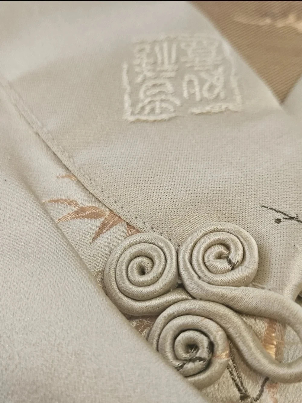 Vintage Chinese Silk Blend Mandarin Collar Frog Closure Embroidered Vest Top L