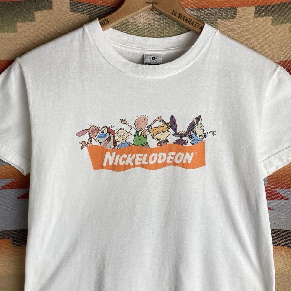 Vintage 90s Nickelodeon Cartoon White T-shirt | Size Youth Large Made in USA