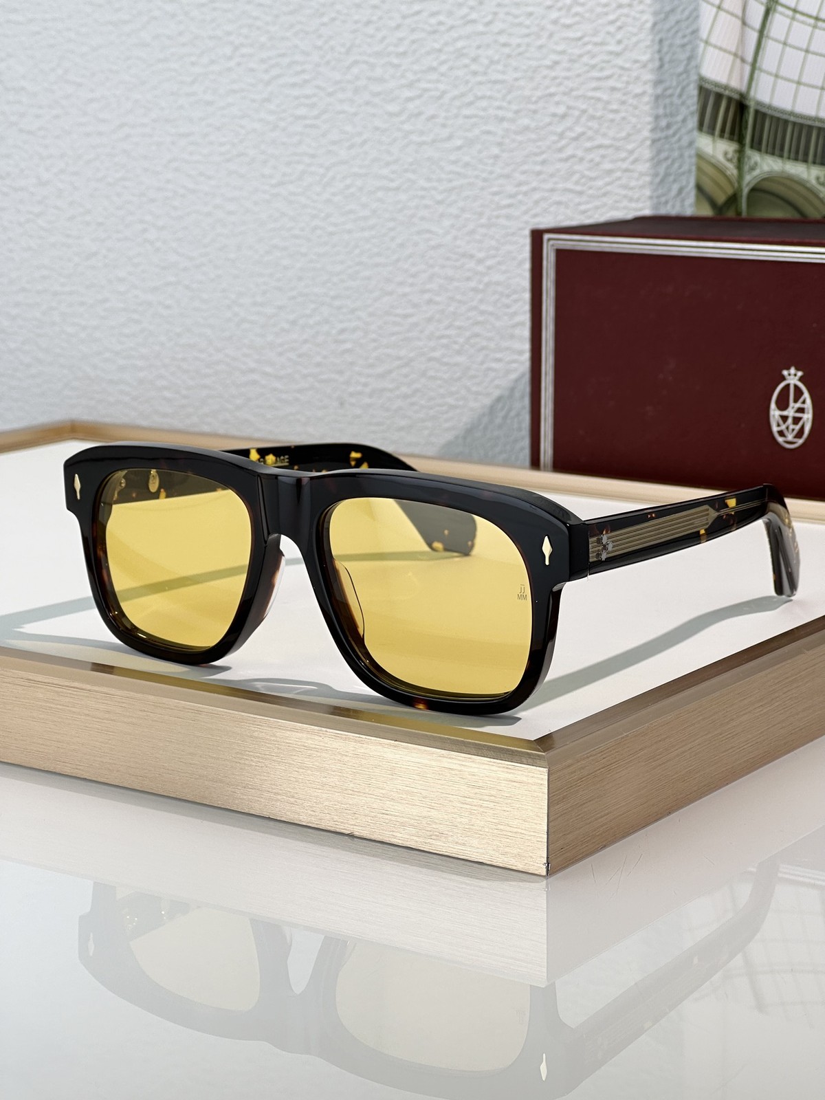 Unisex YVES JMM Square Sunglasses Clear Frame Gray Lenses JMM