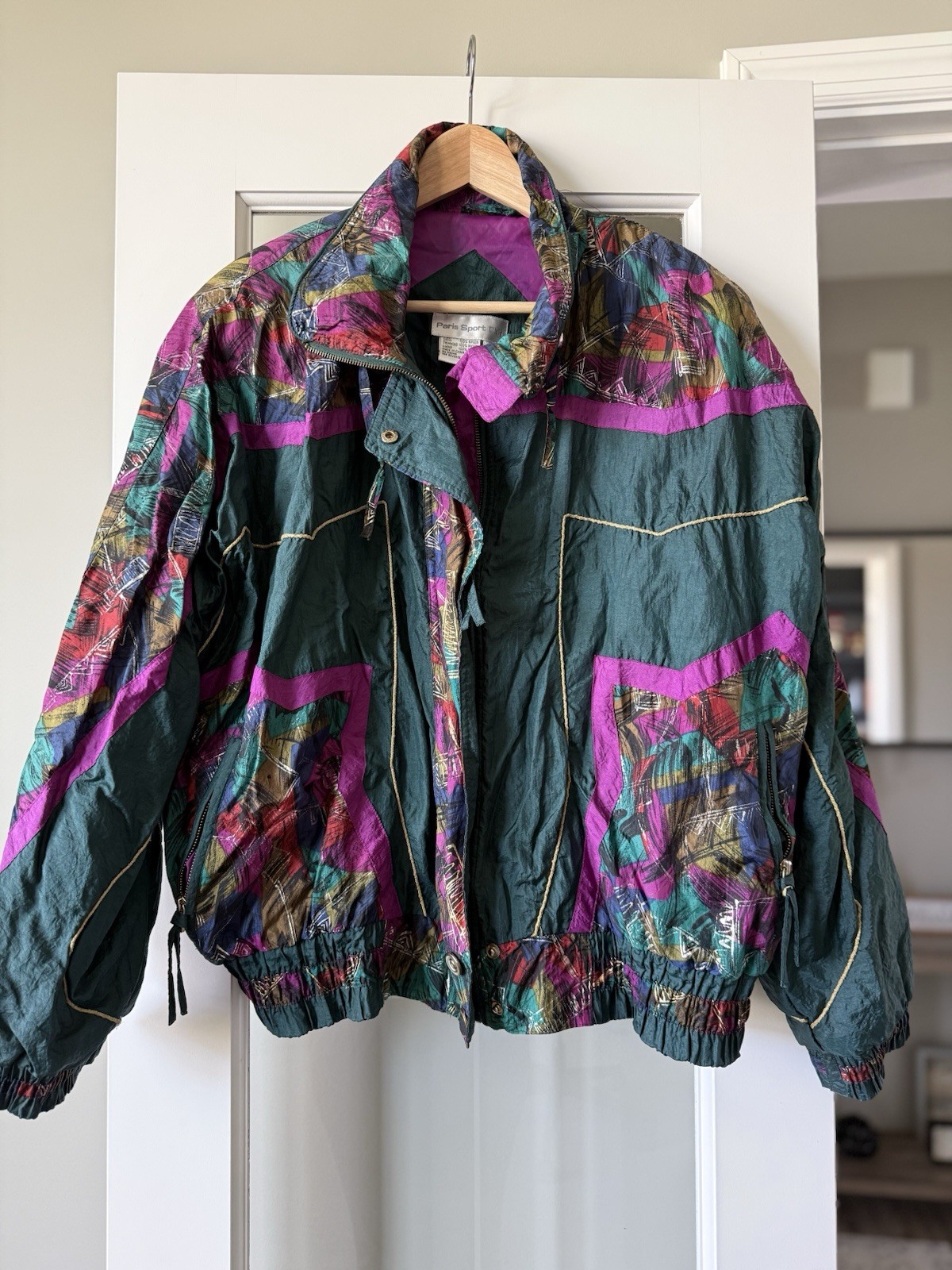 Vintage Paris Sport Club Colorful Zip Up Tracksuit Jacket Size L