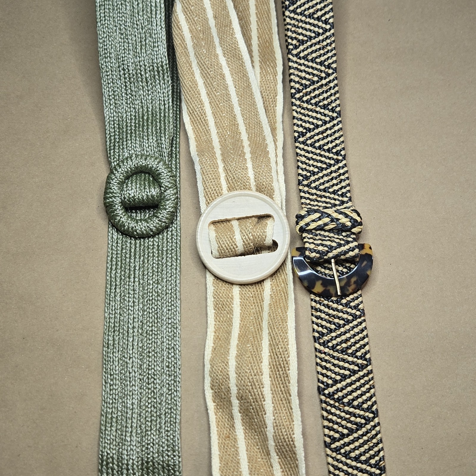 Vtg 80s 90s Woven Straw Waist Belts Lot of 3 Boho Retro Cinch Taiwan…