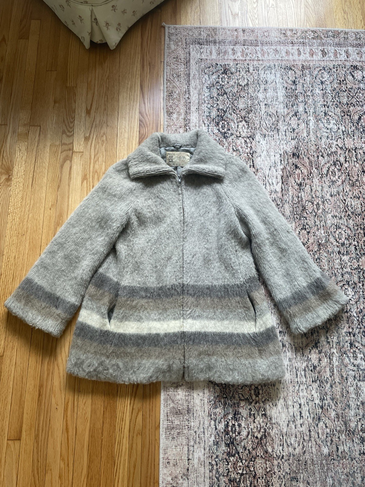 Vintage 60s Hilda Ltd. Icelandic 100% Wool Zip Up Sweater Coat Women’s Size L