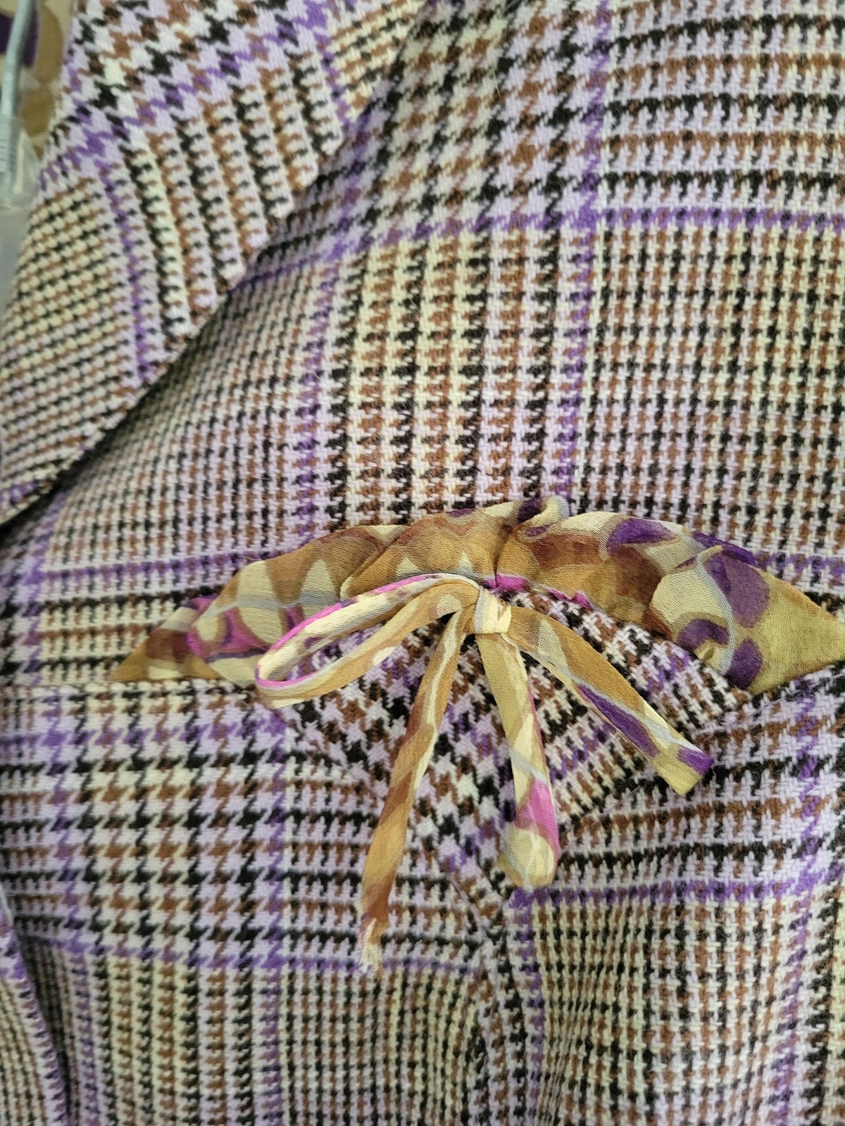 Vintage David Meister Plaid Skirt Suit — Wool Blend, Silk – Size 8