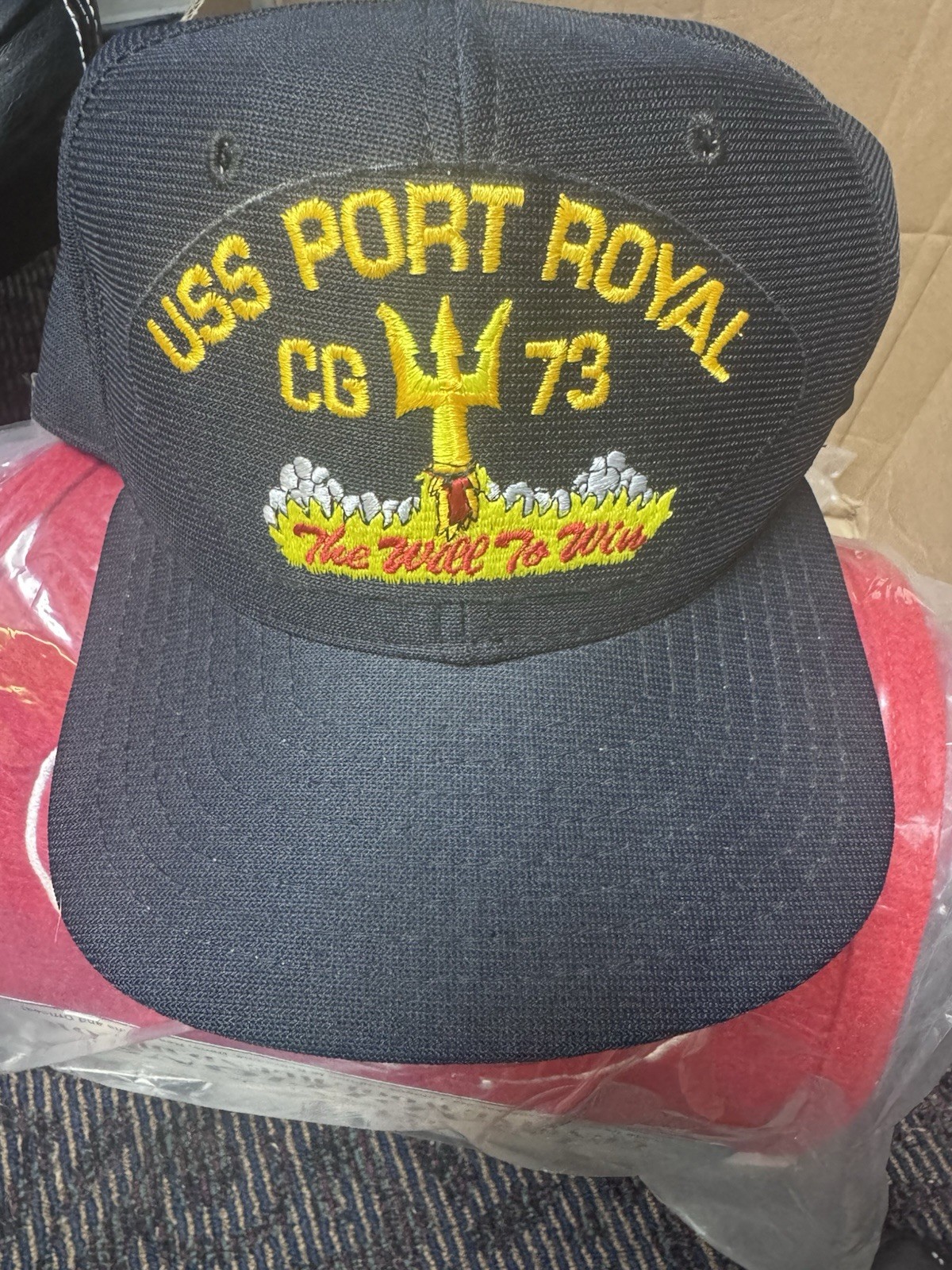 Vintage New Era USS Port Royal CG 73 Snapback Hat Navy Blue Made in USA Ship